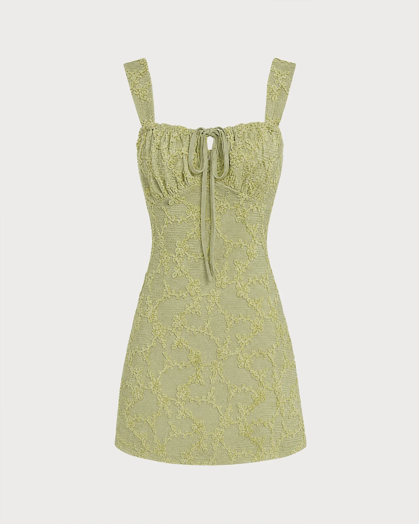 Green Floral Mesh Mini Dress - Image 8