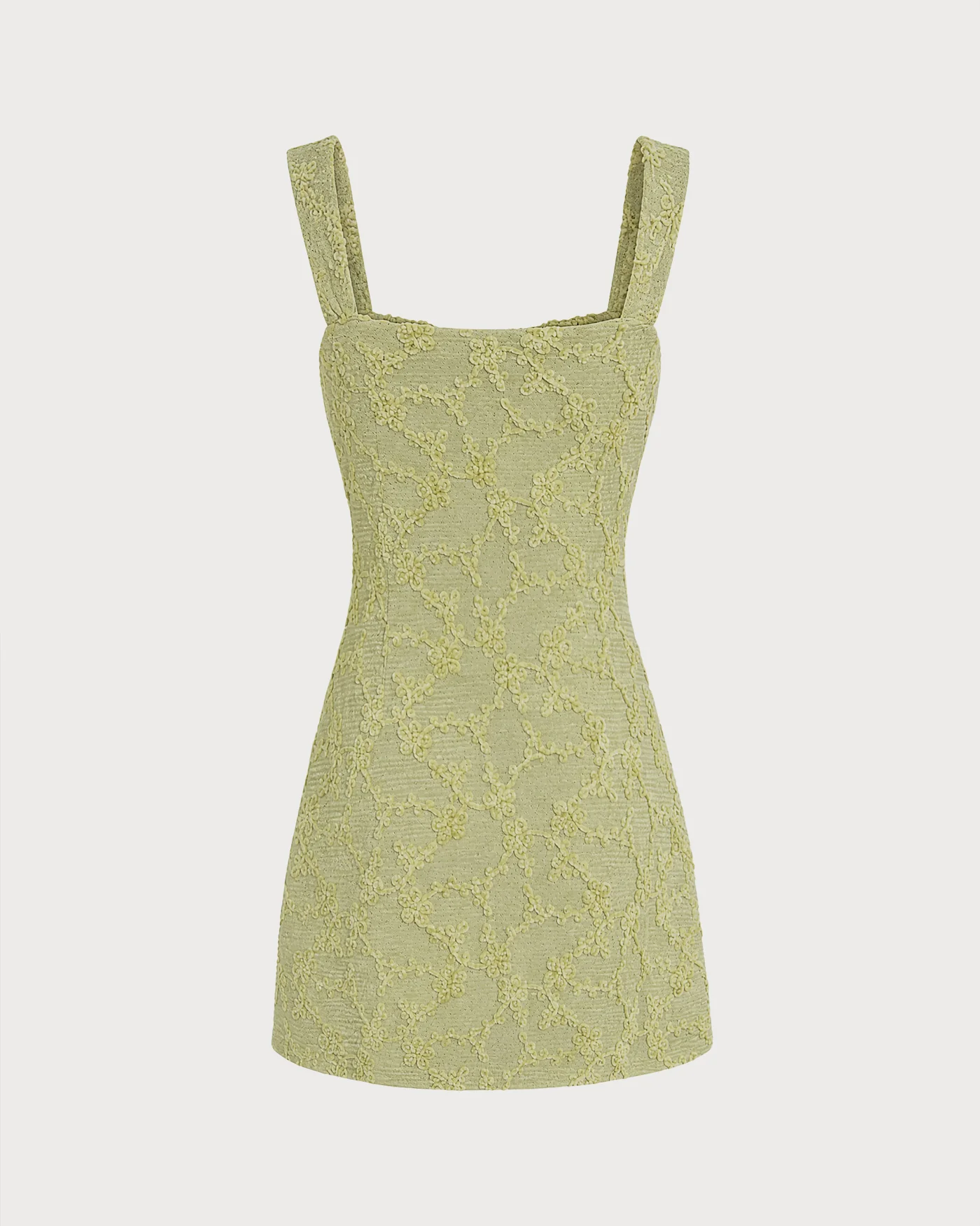 Green Floral Mesh Mini Dress - Image 9