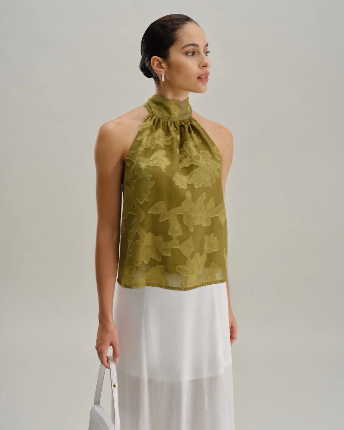 Green Floral Turtle Neck Tank Top - Image 2