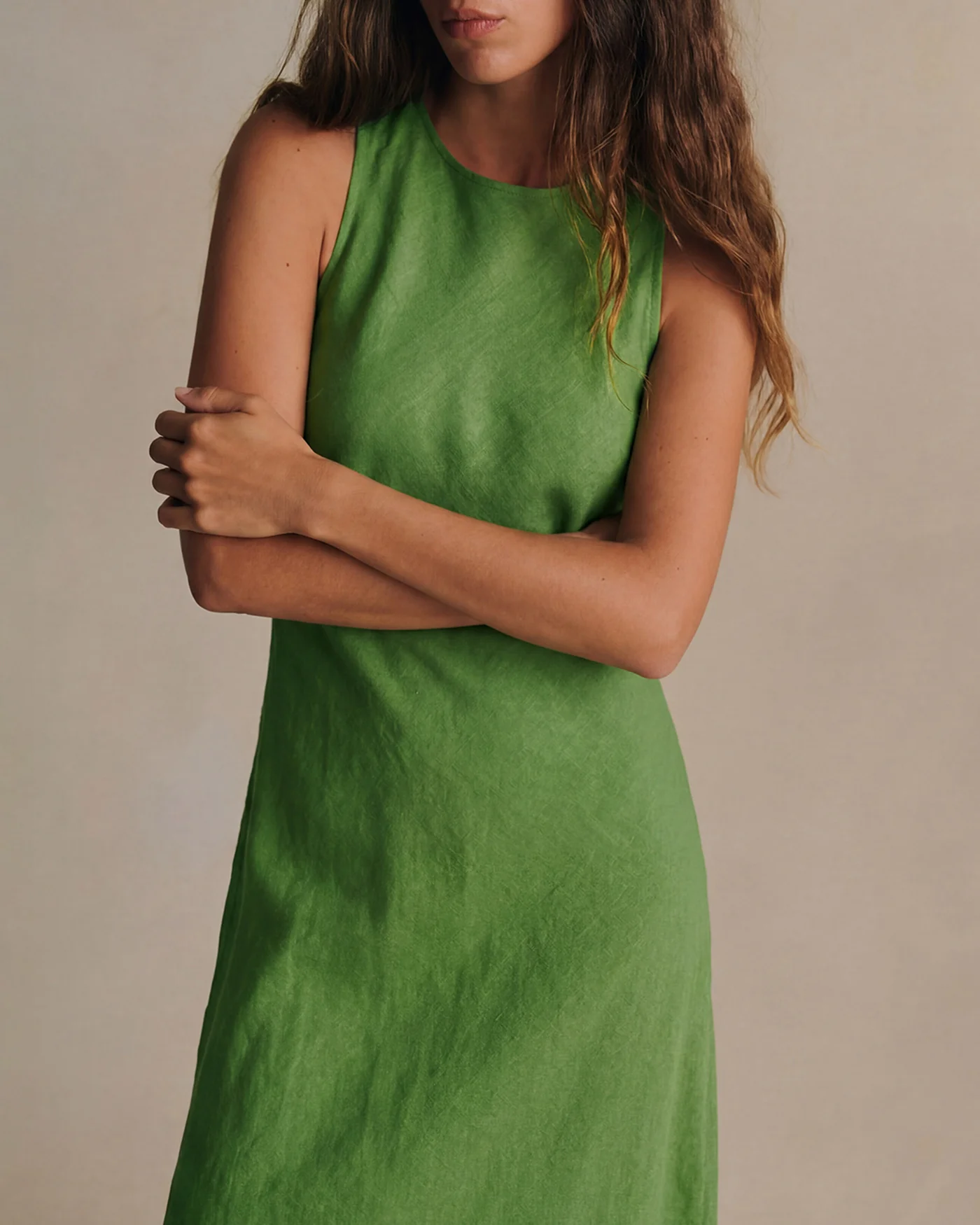 Green Round Neck Tunic Maxi Dress - Image 3