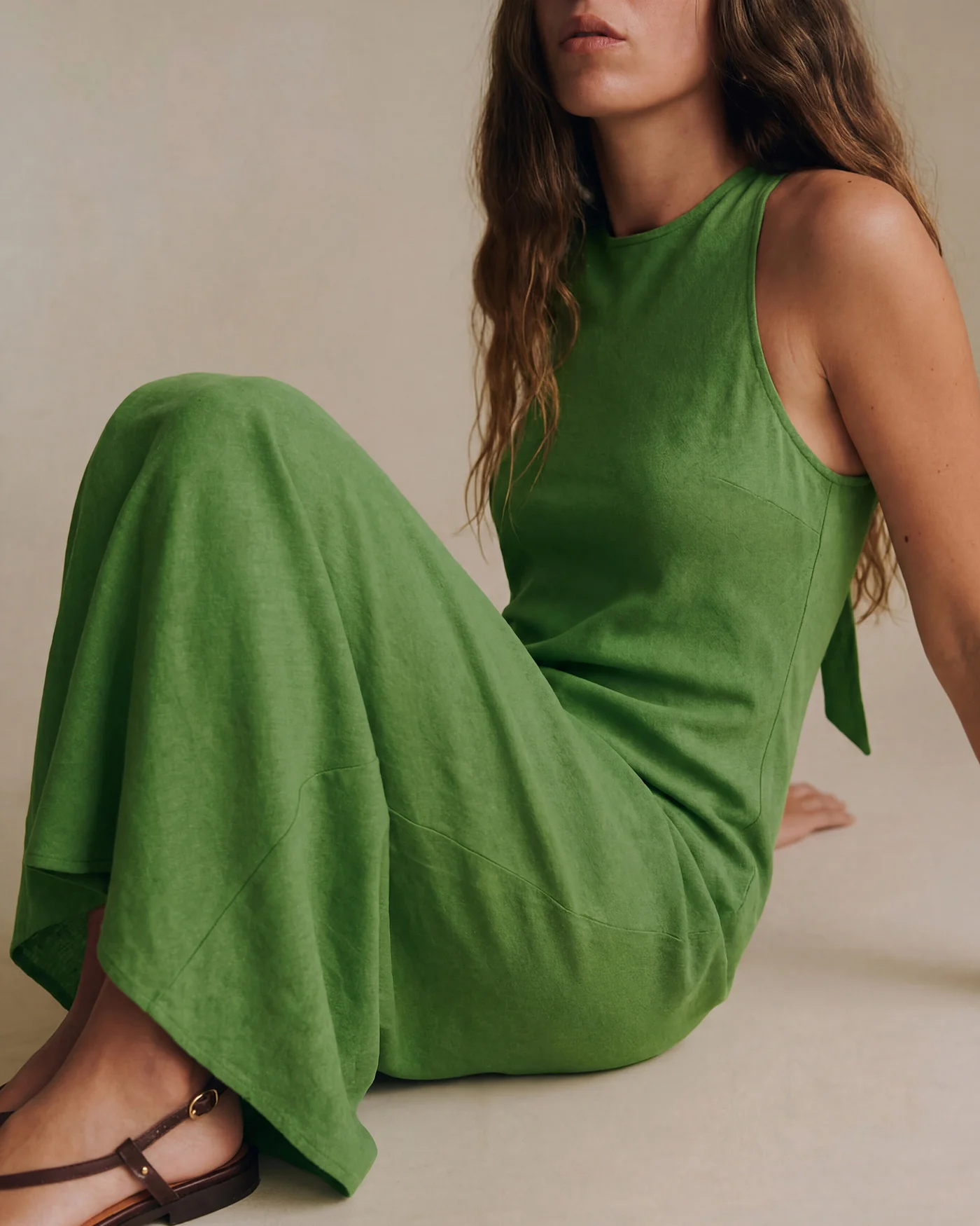 Green Round Neck Tunic Maxi Dress - Image 4