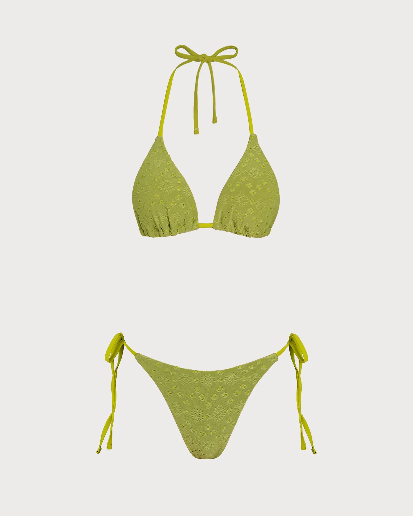 Green Textured Triangle Bikini Set - Image 2