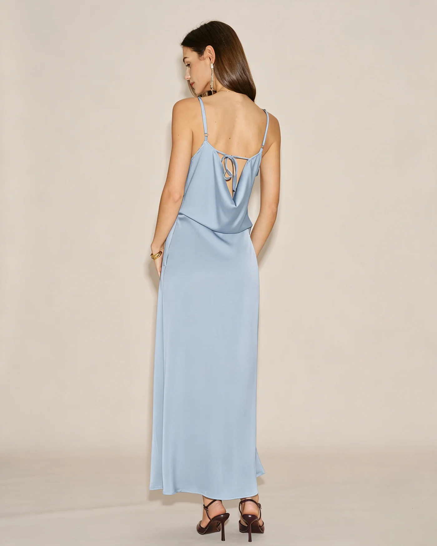 Light Blue Slip A-Line Maxi Dress - Image 5