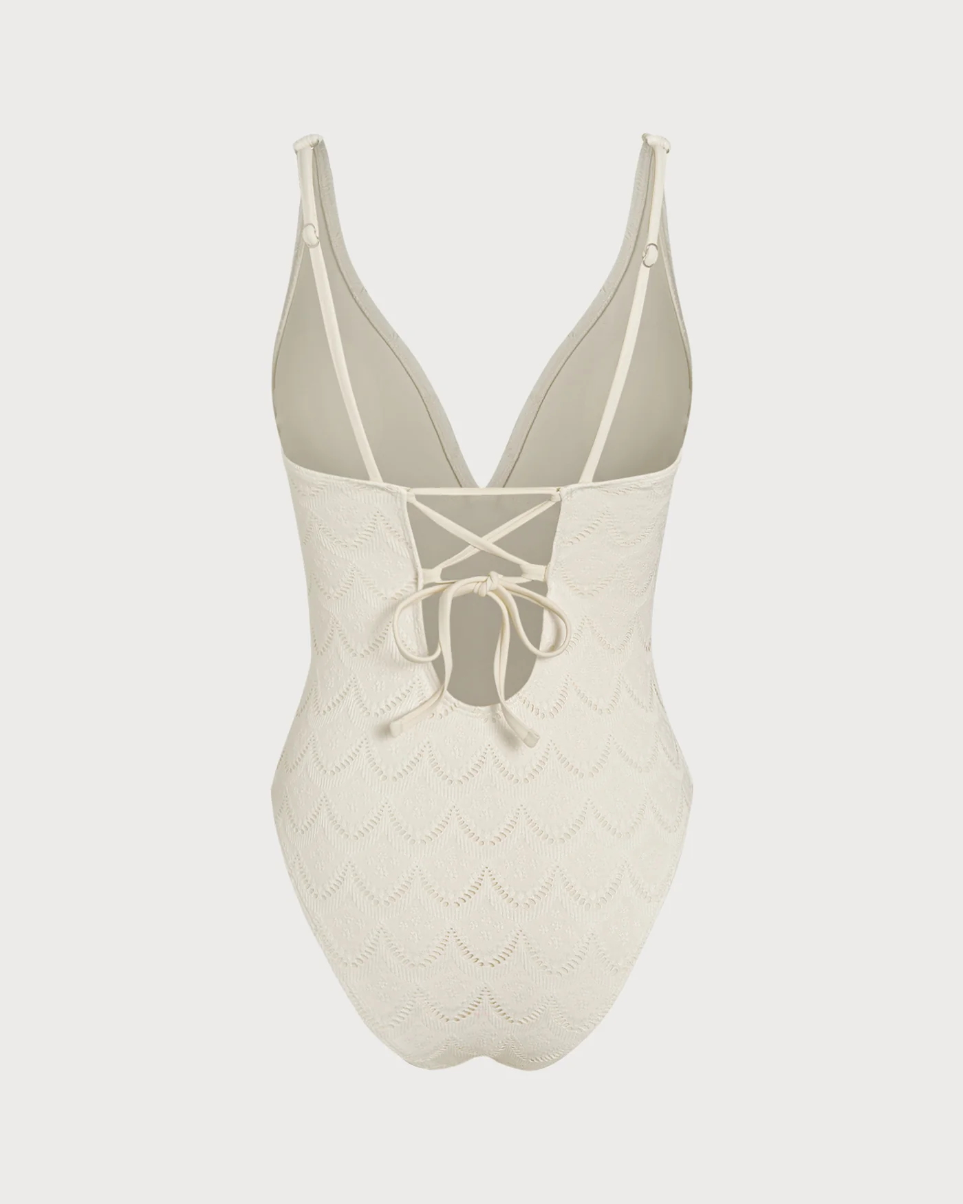 Off White Bralette Textured One Piece Swimwear - Image 7