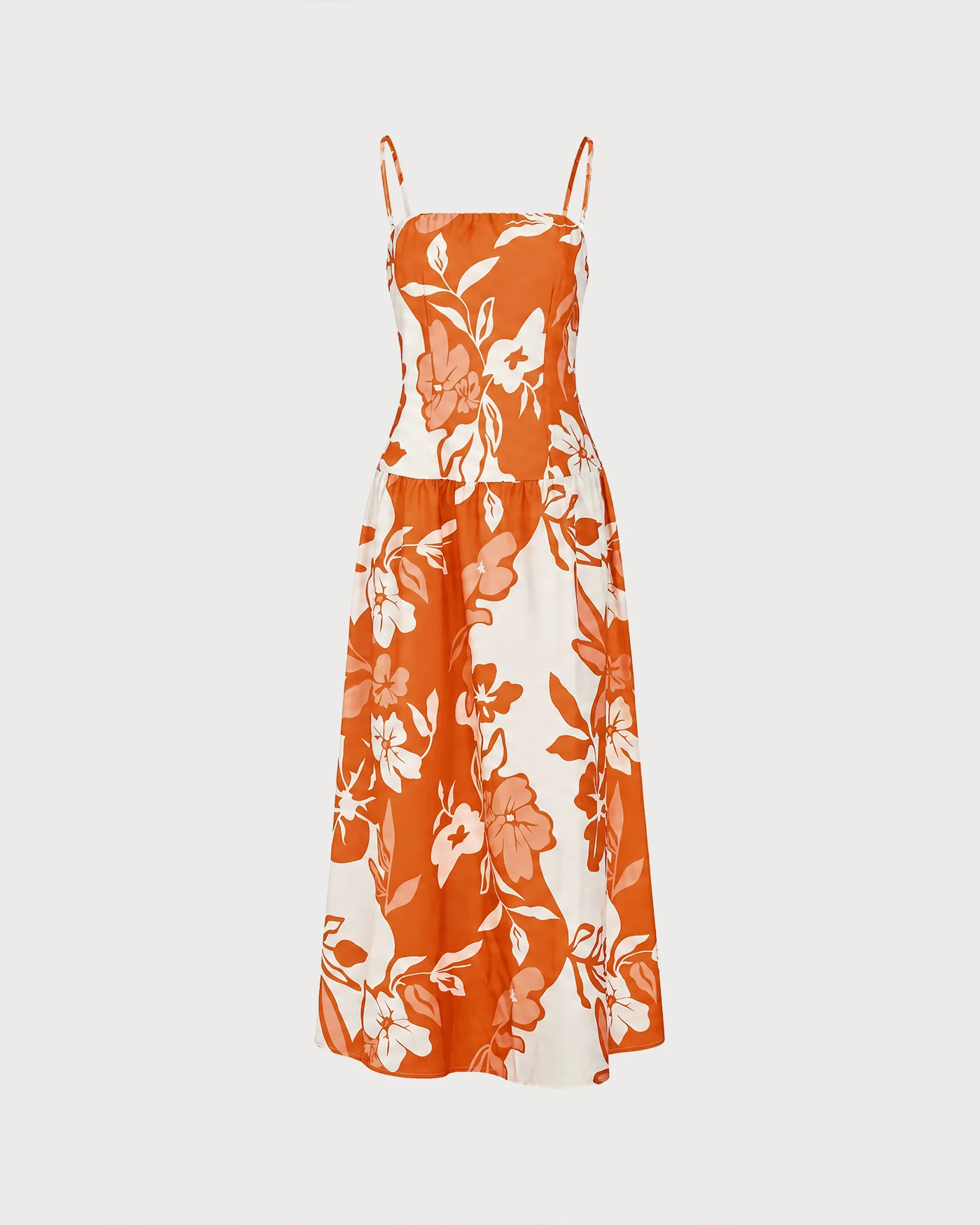Orange Floral Slip A-Line Maxi Dress - Image 6