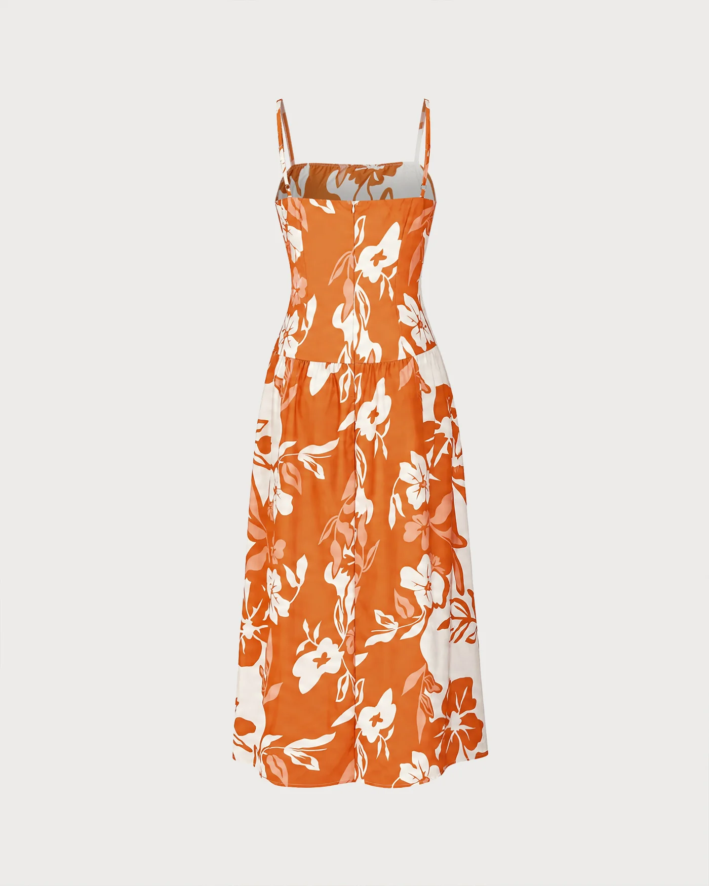 Orange Floral Slip A-Line Maxi Dress - Image 7