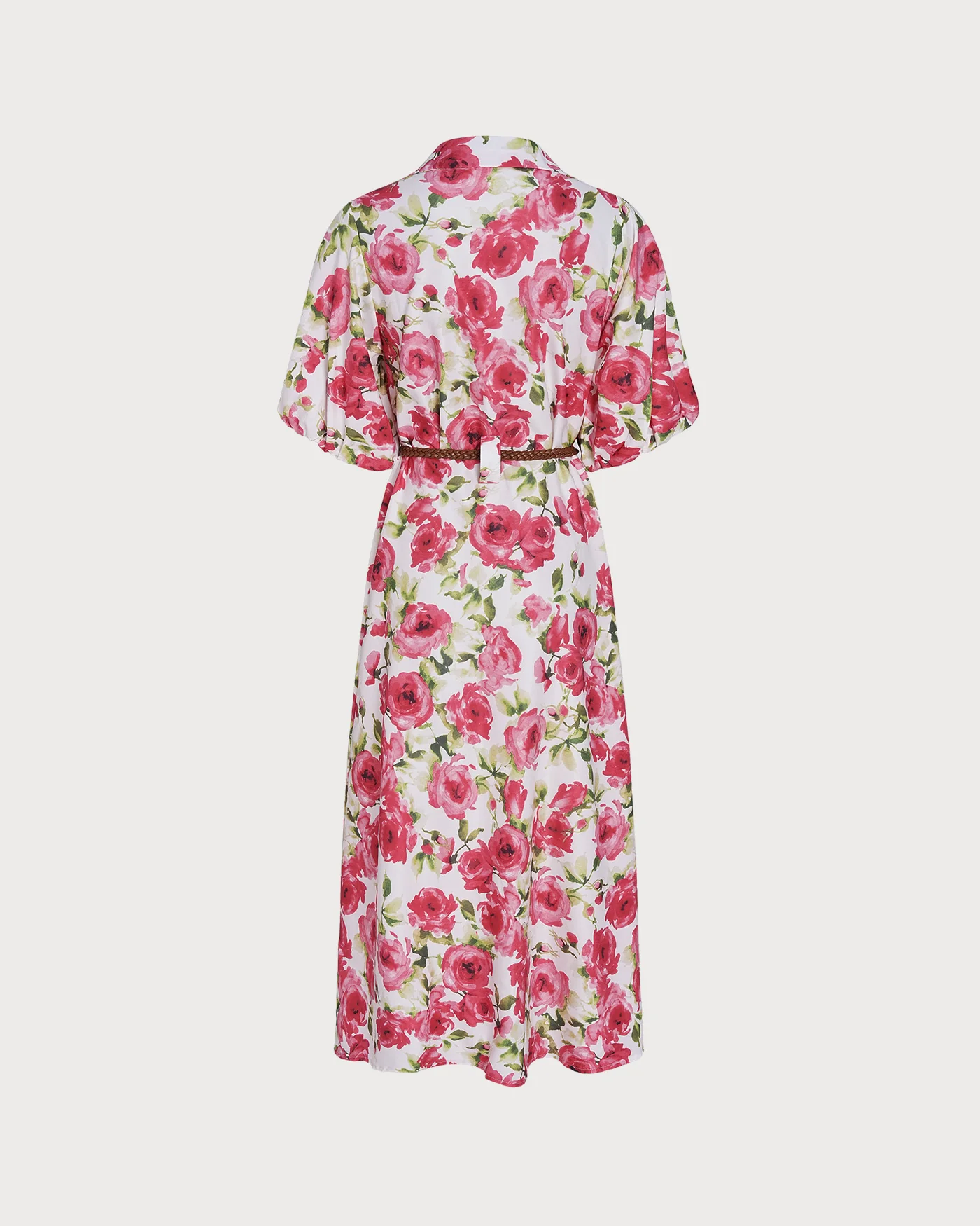 Pink Collar Belt Floral Maxi Dress - Image 7