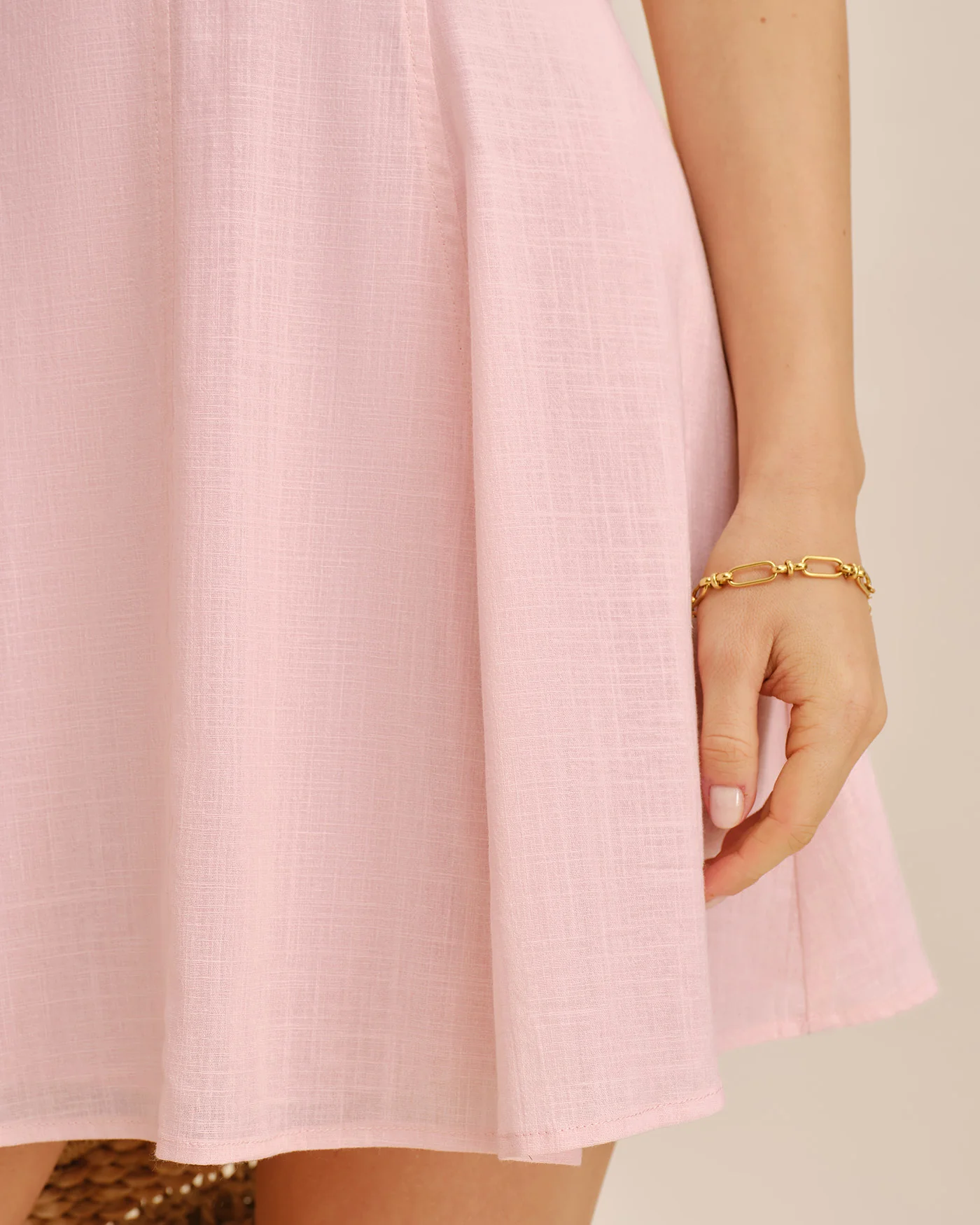 Pink Embroidery Splicing Mini Dress - Image 7