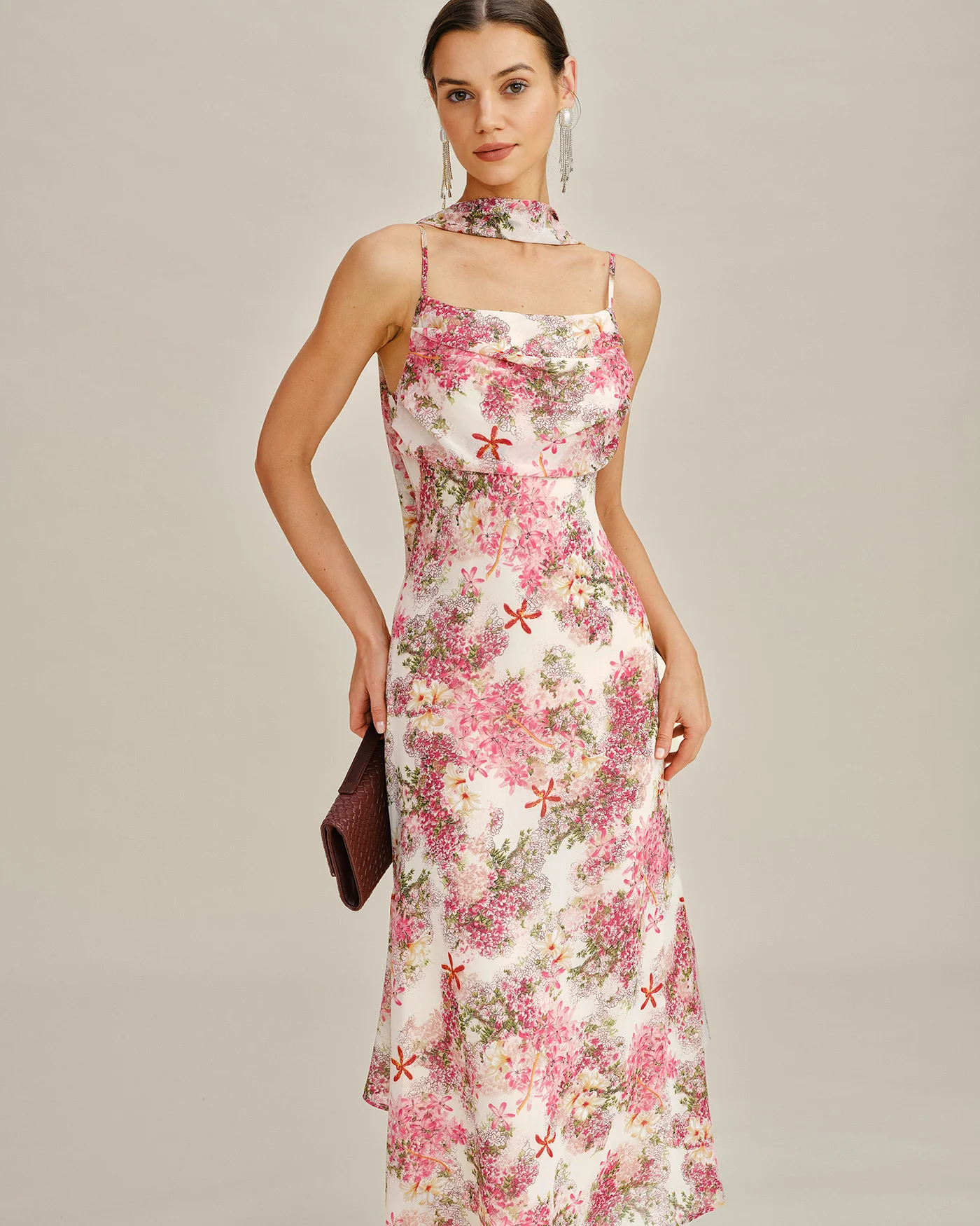 Pink Floral Slip Chiffon Maxi Dress - Image 8
