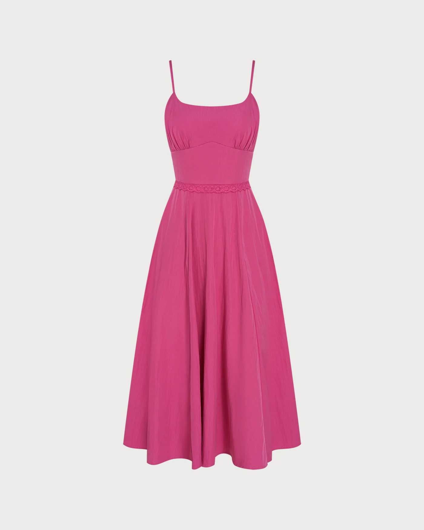 Pink Lace Pockets Slip Midi Dress - Image 5
