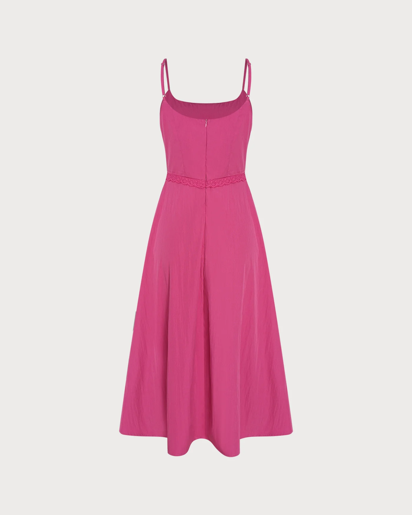 Pink Lace Pockets Slip Midi Dress - Image 6