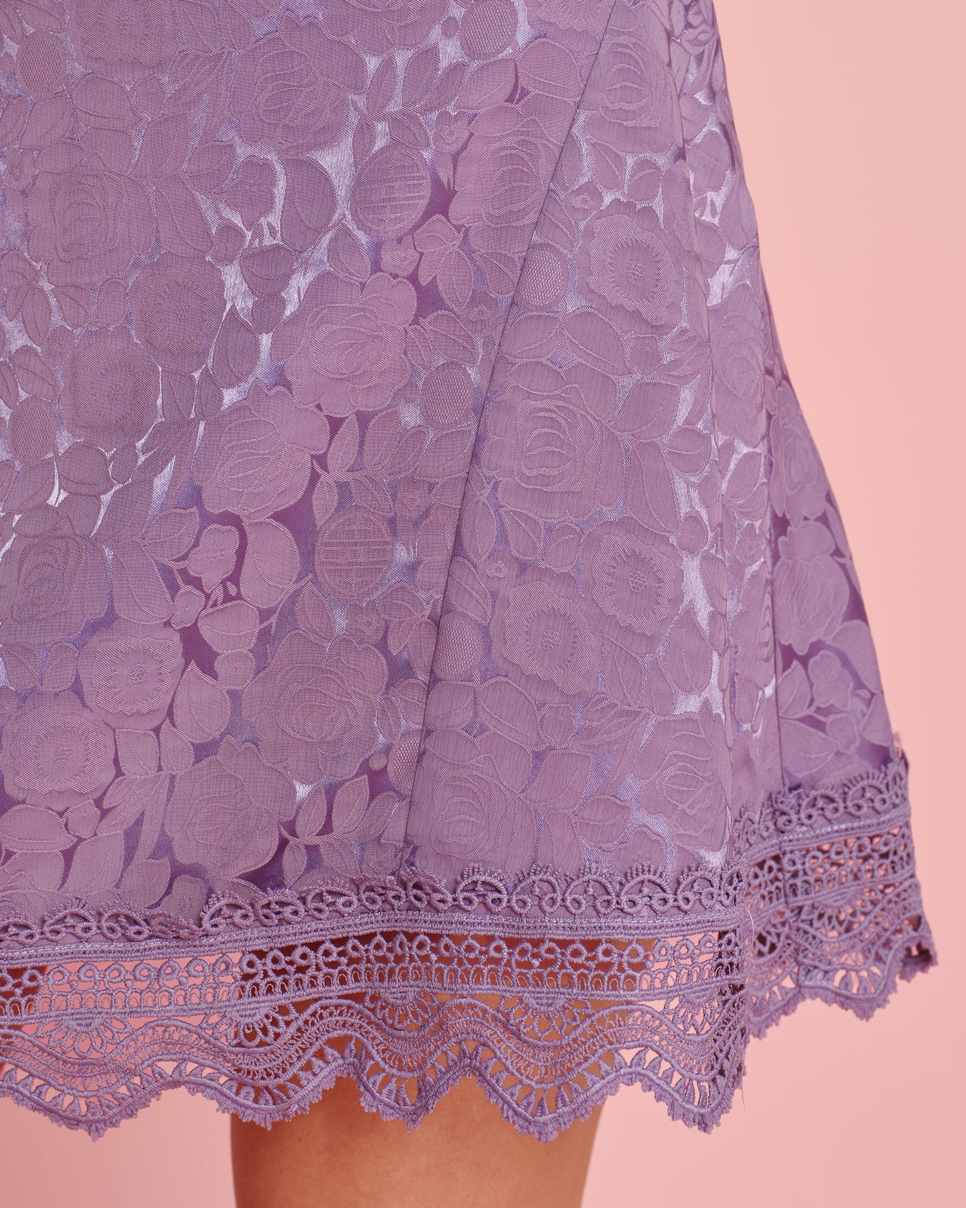 Purple Jacquard Lace Mini Skirt - Image 2