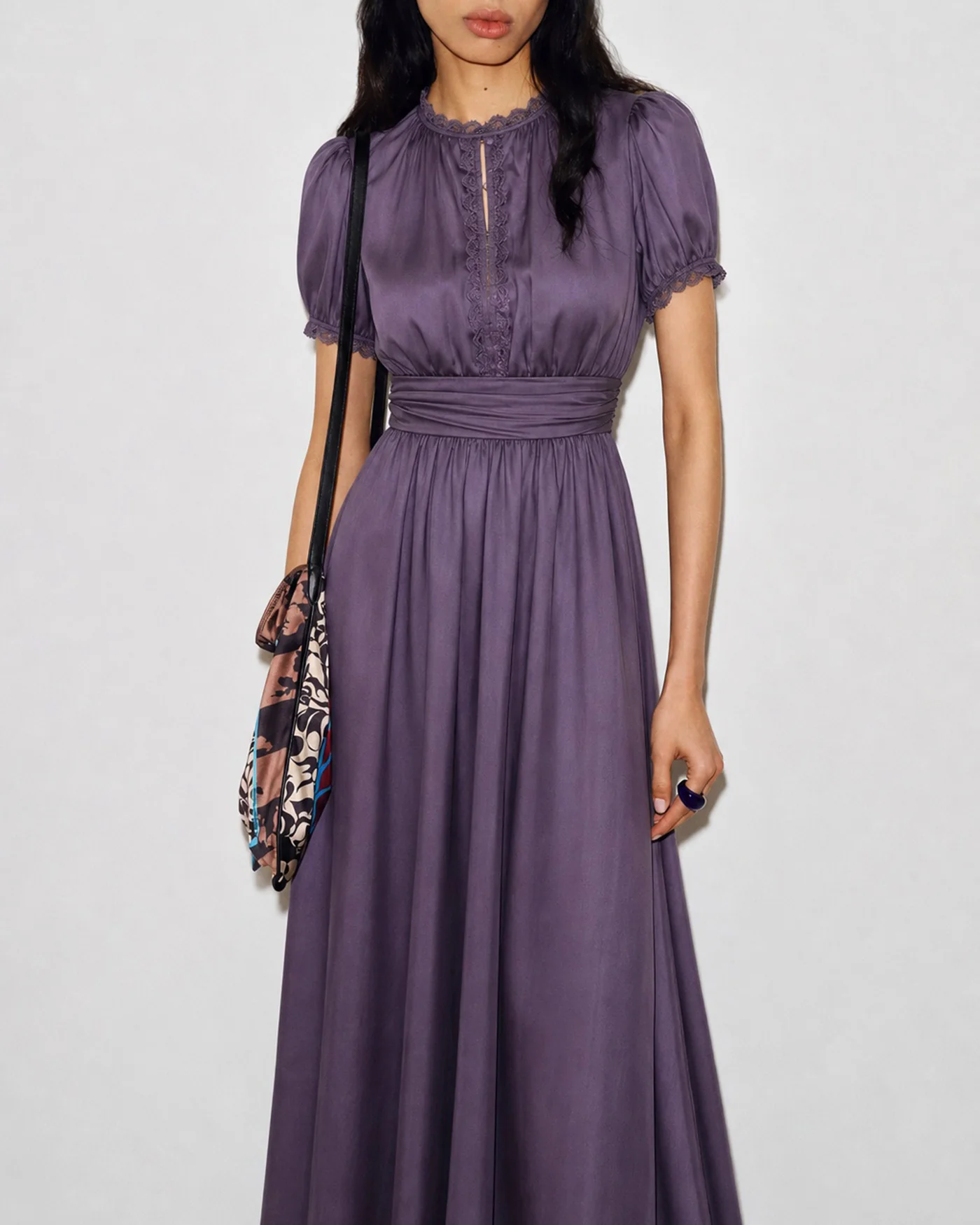 Purple Puffed Sleeve Tunic Maxi Dress - Image 2
