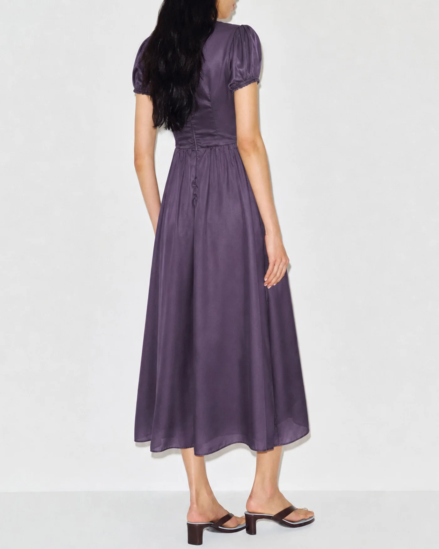Purple Puffed Sleeve Tunic Maxi Dress - Image 4