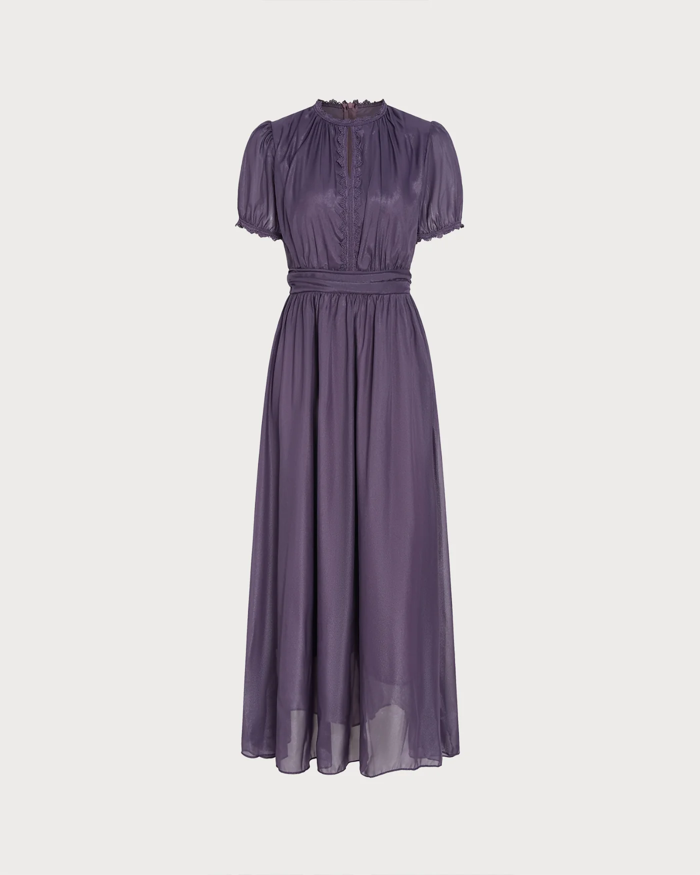 Purple Puffed Sleeve Tunic Maxi Dress - Image 5