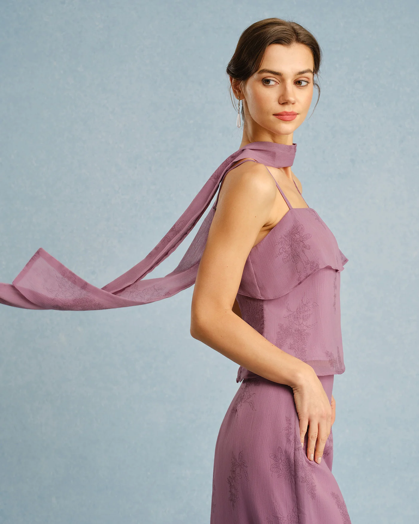Purple Square Neck Tie Cami Top