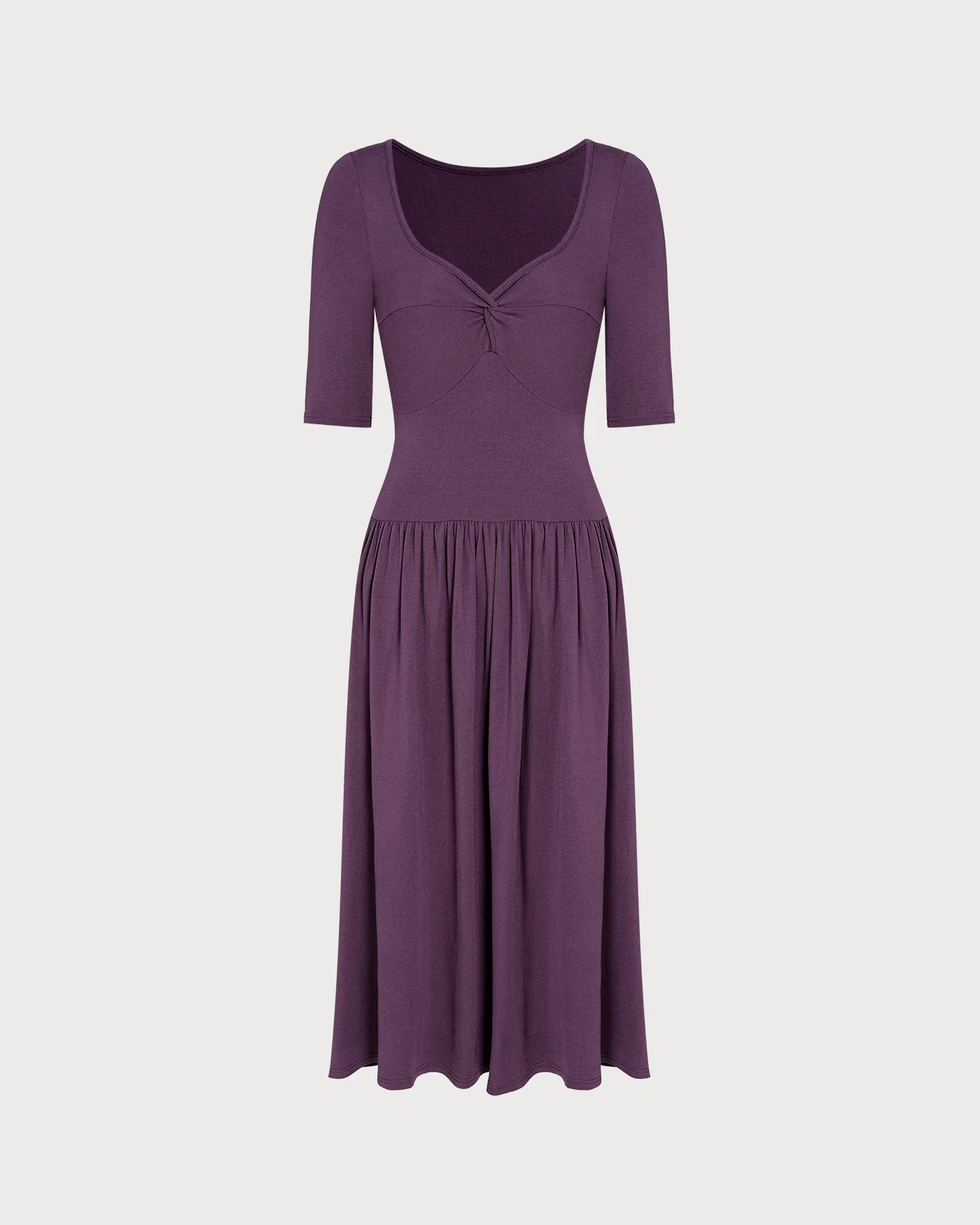 Purple V Neck Ruched A-Line Maxi Dress - Image 5