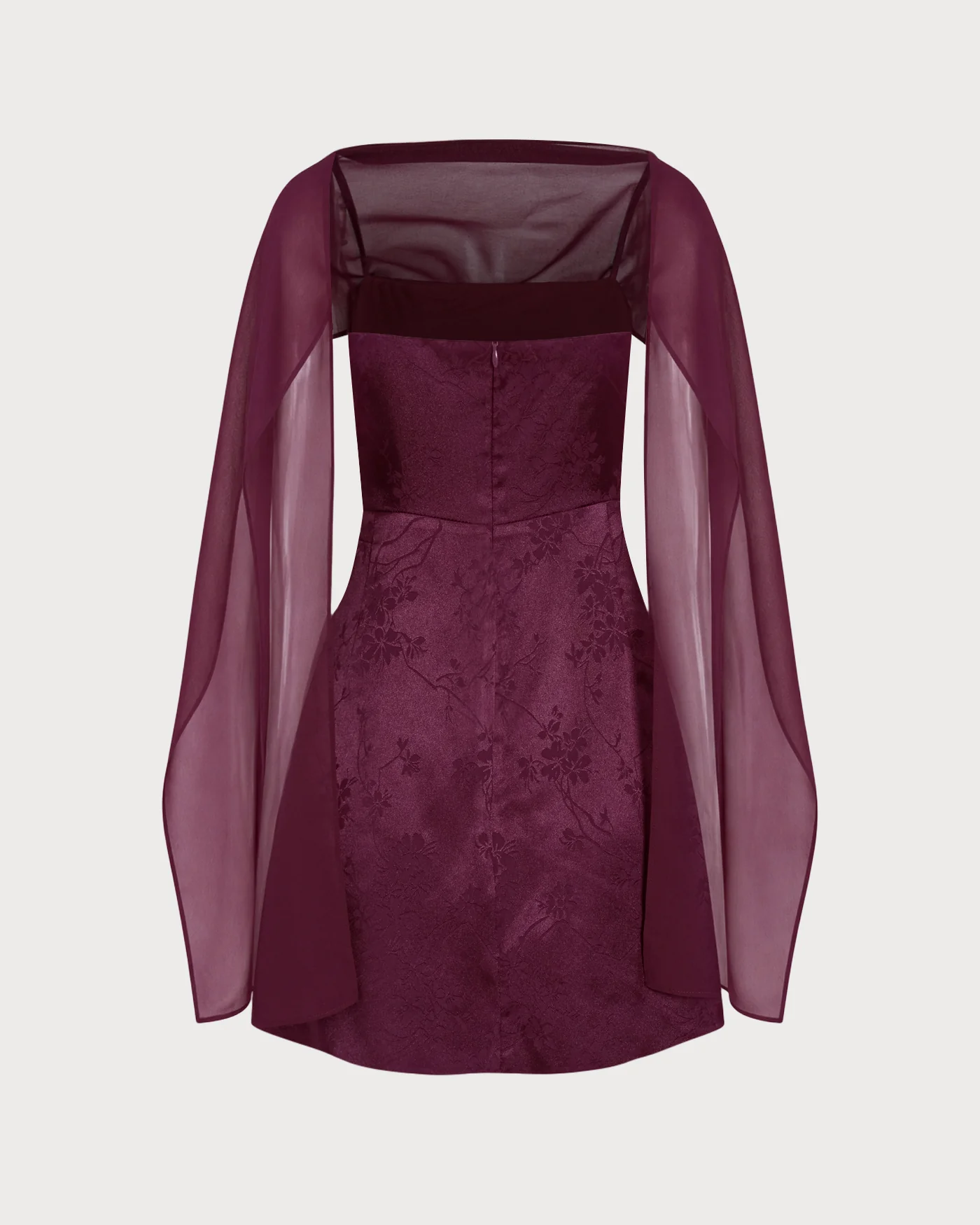 Red Jacquard Flowy Chiffon Mini Dress - Image 7
