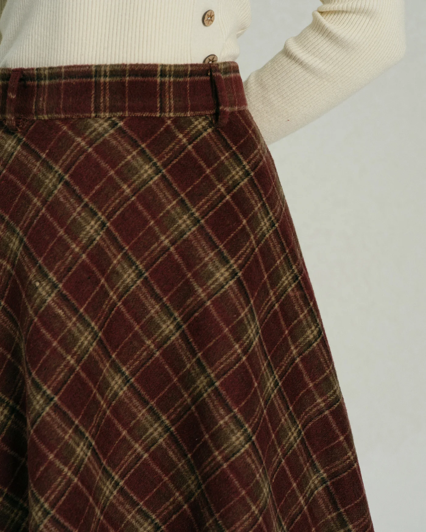 Red Plaid Floral Midi Skirt - Image 2