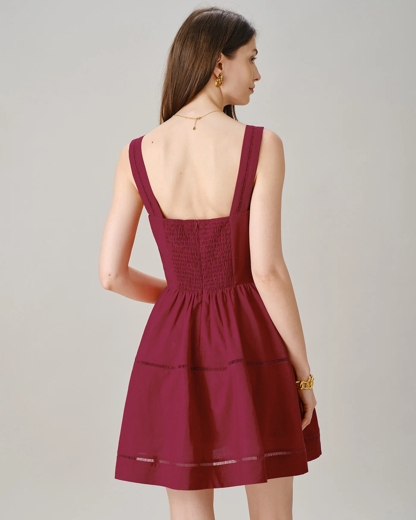 Red Square Neck Cut Out Mini Dress - Image 5