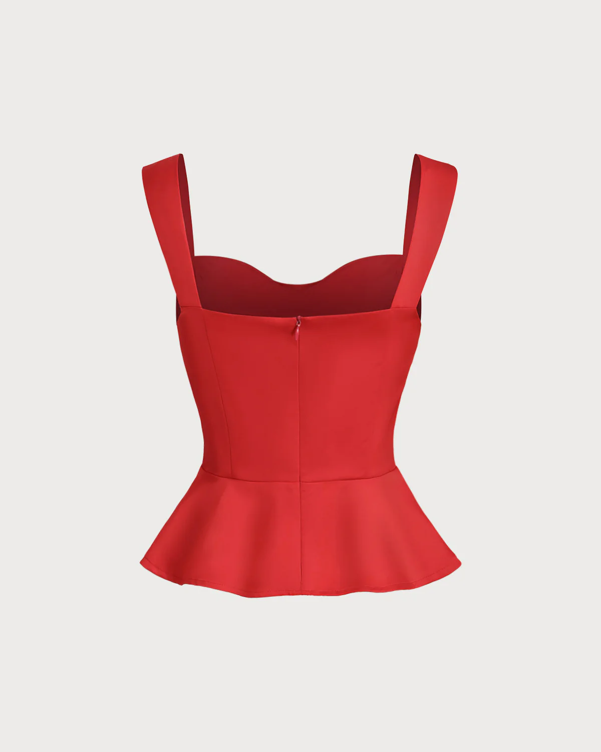 Red Sweetheart Neck Ruffle Tank Top - Image 2