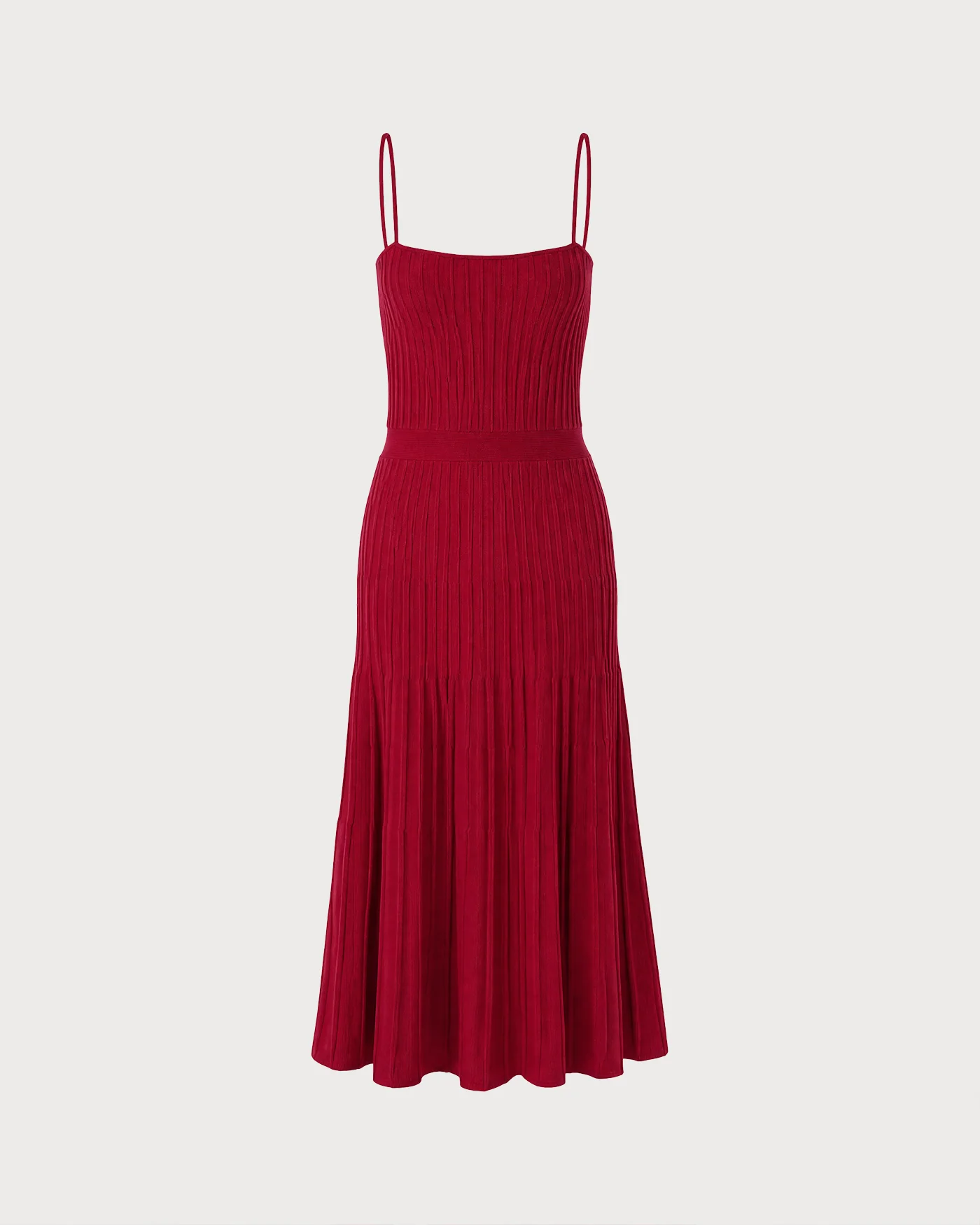 Red Textured Midi Sweater Dress - Image 6