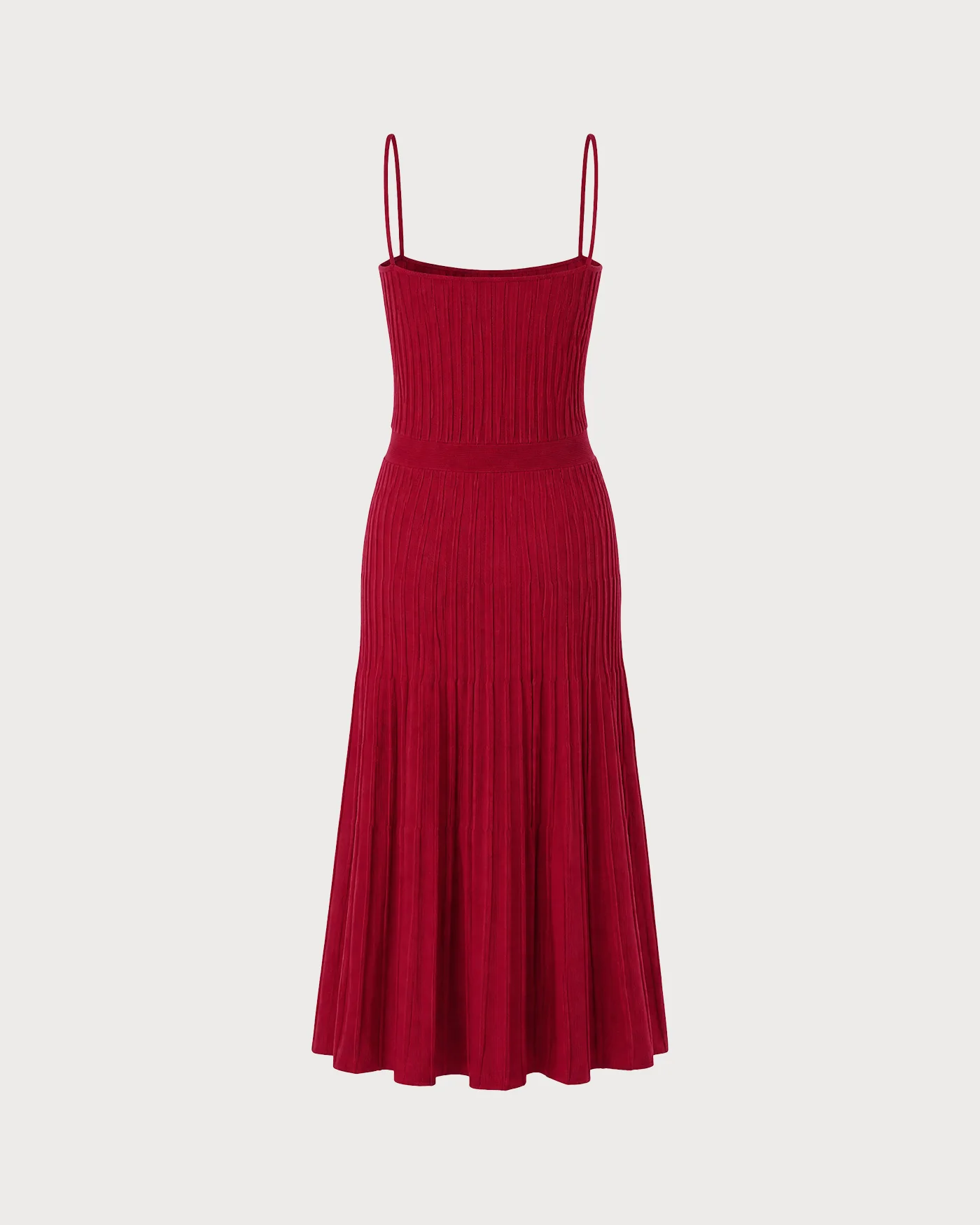 Red Textured Midi Sweater Dress - Image 7