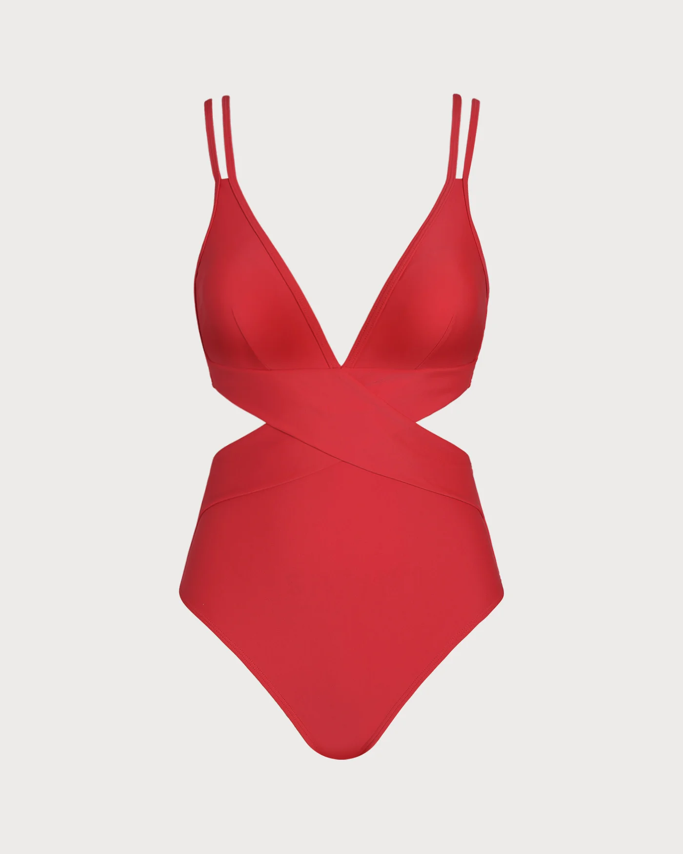 Red V Neck Bralette One Piece - Image 2