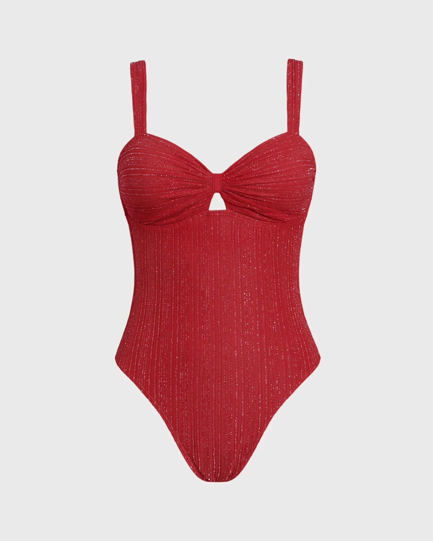 Red V Neck Bralette One Piece Swimwear - Image 5
