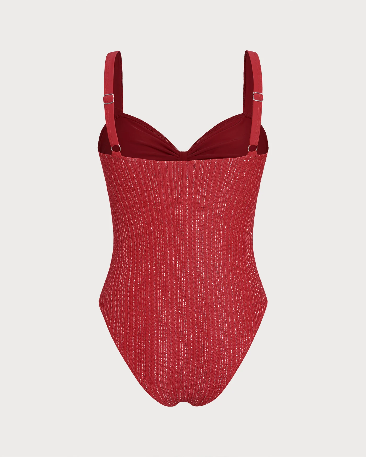 Red V Neck Bralette One Piece Swimwear - Image 6