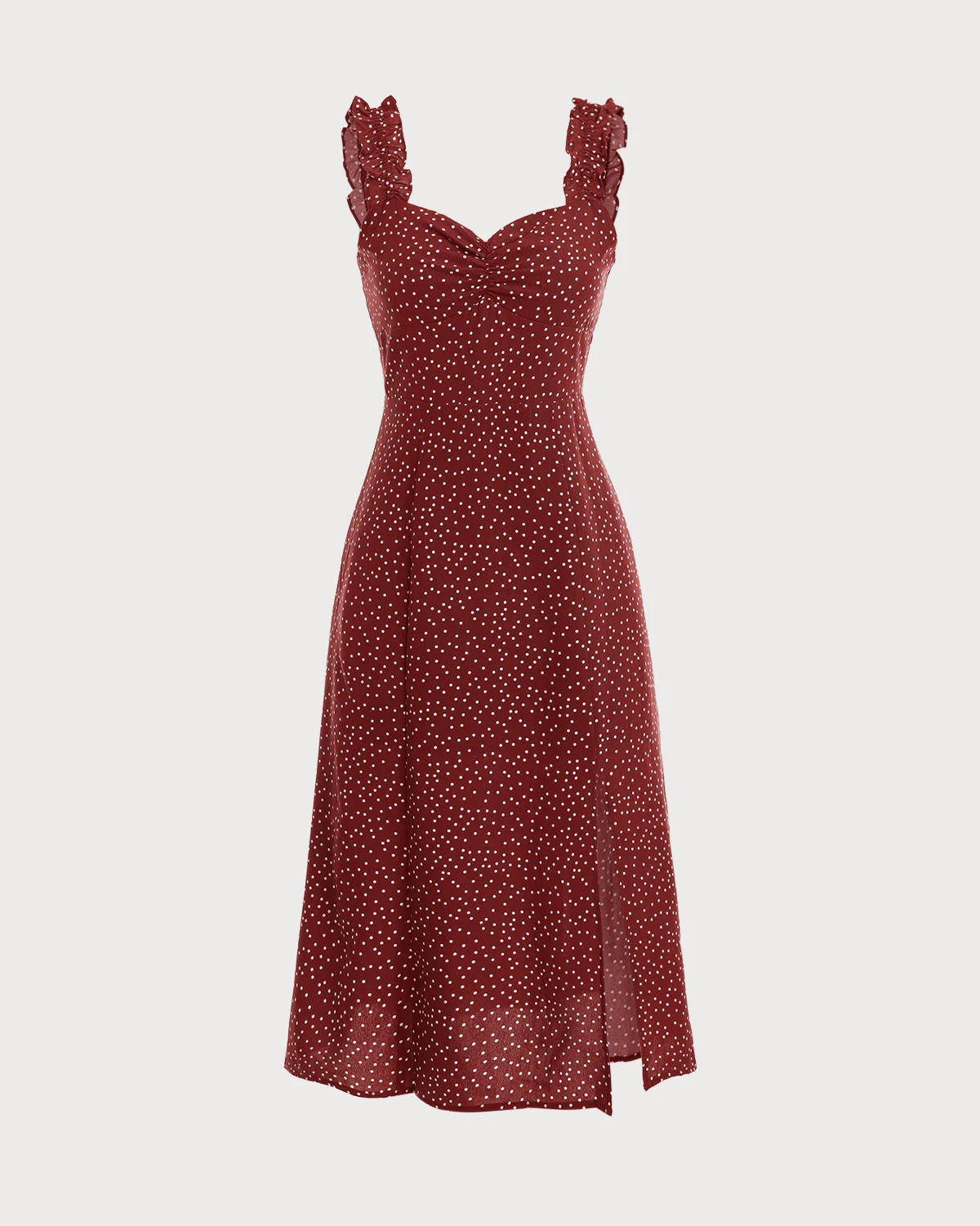 The Red Frill Trim Side Split Midi Dress - Image 2