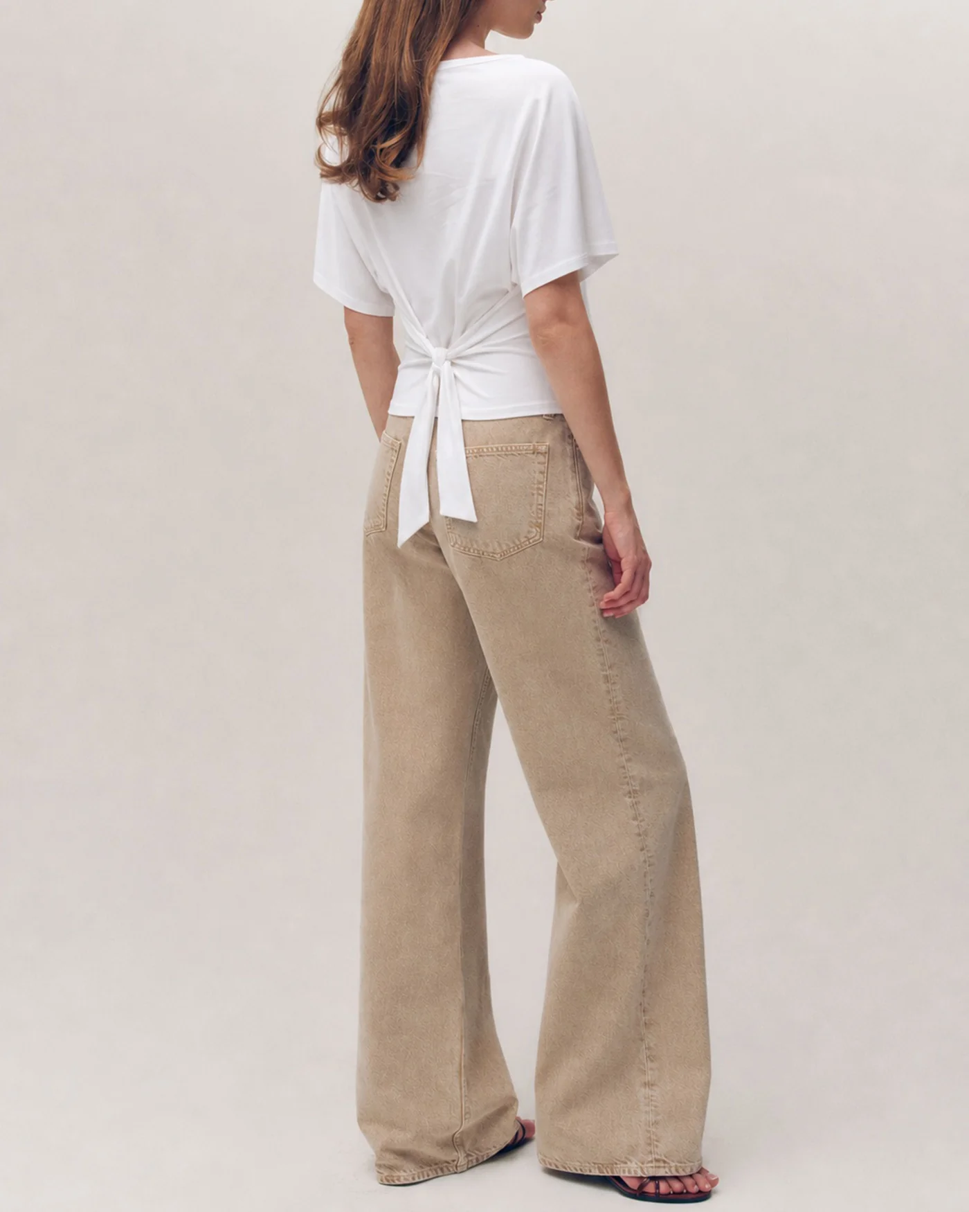 White Solid Boat Neck Knit Tee - Image 3