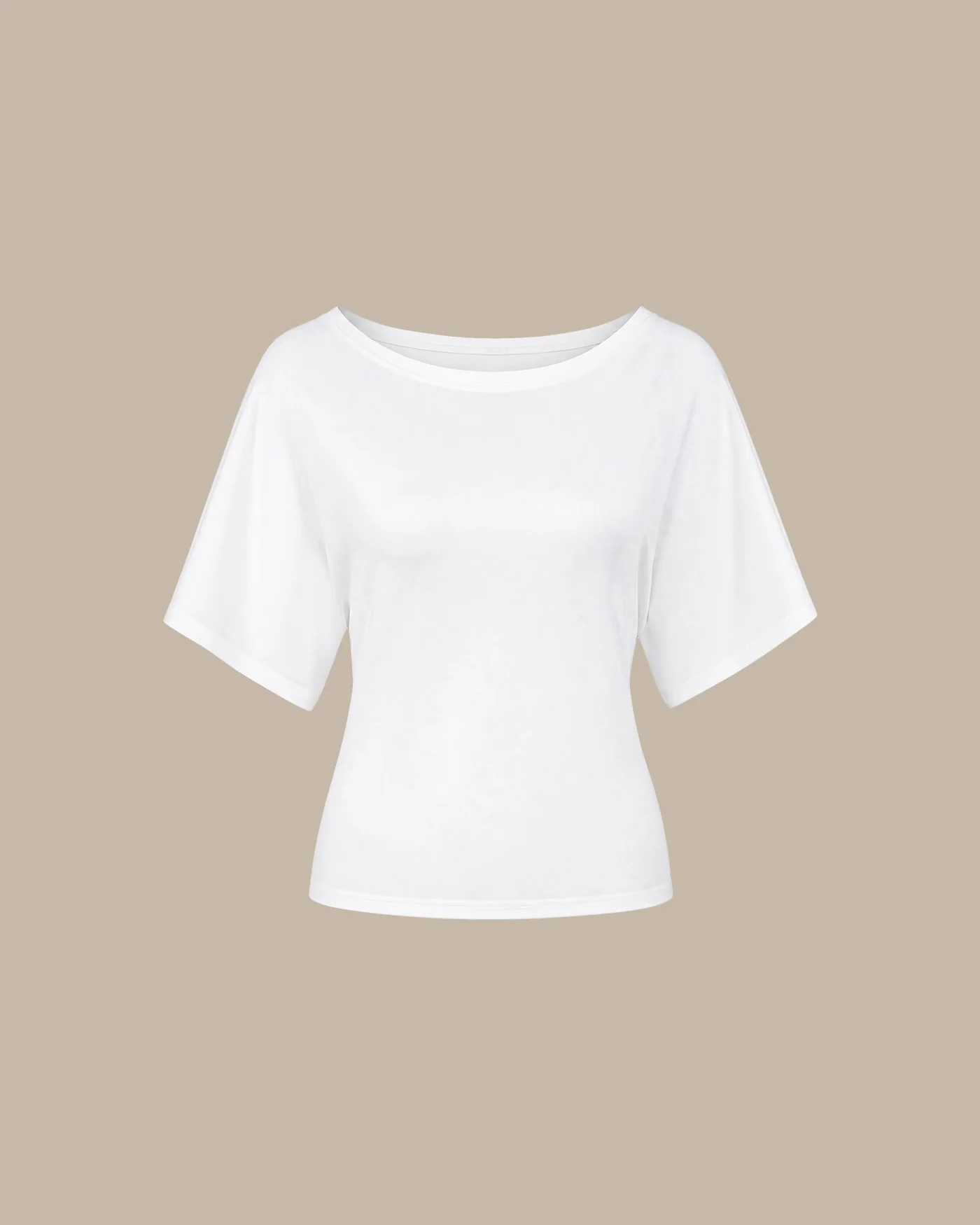 White Solid Boat Neck Knit Tee - Image 6