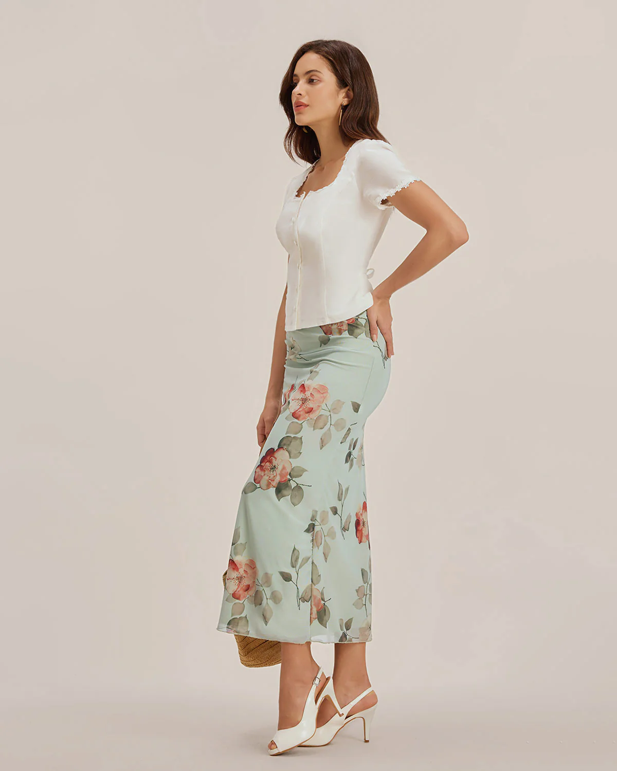 White Square Neck Button Lace Blouse - Image 6