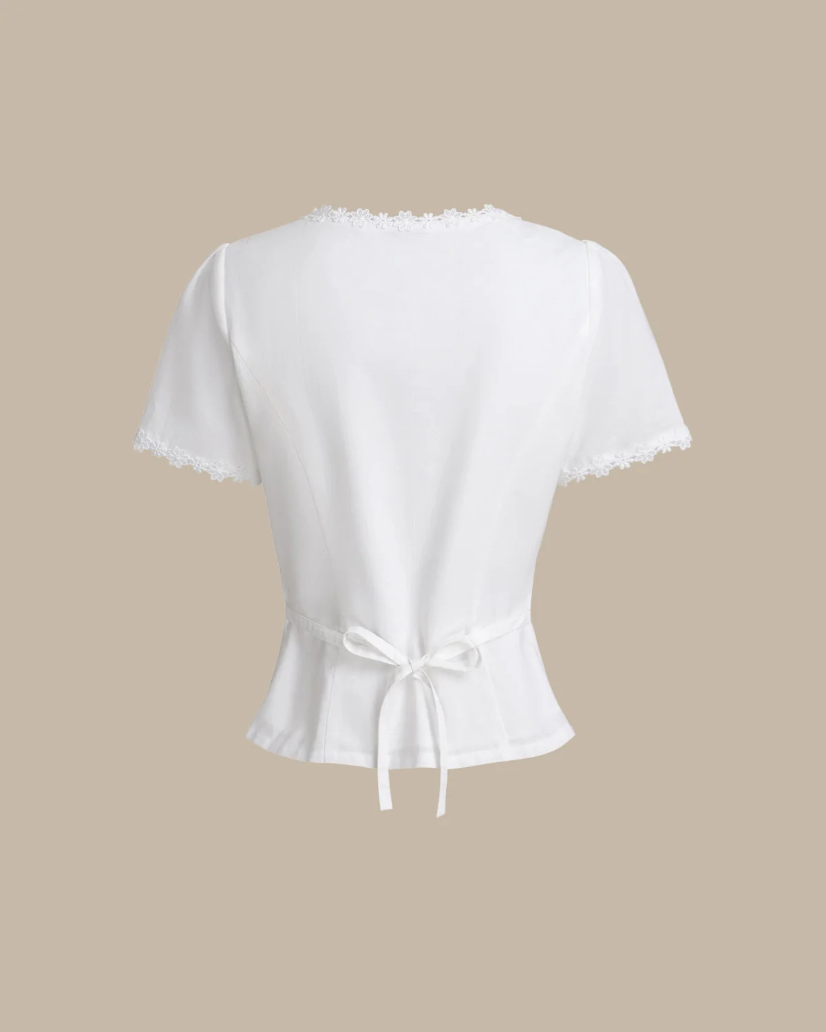White Square Neck Button Lace Blouse - Image 8