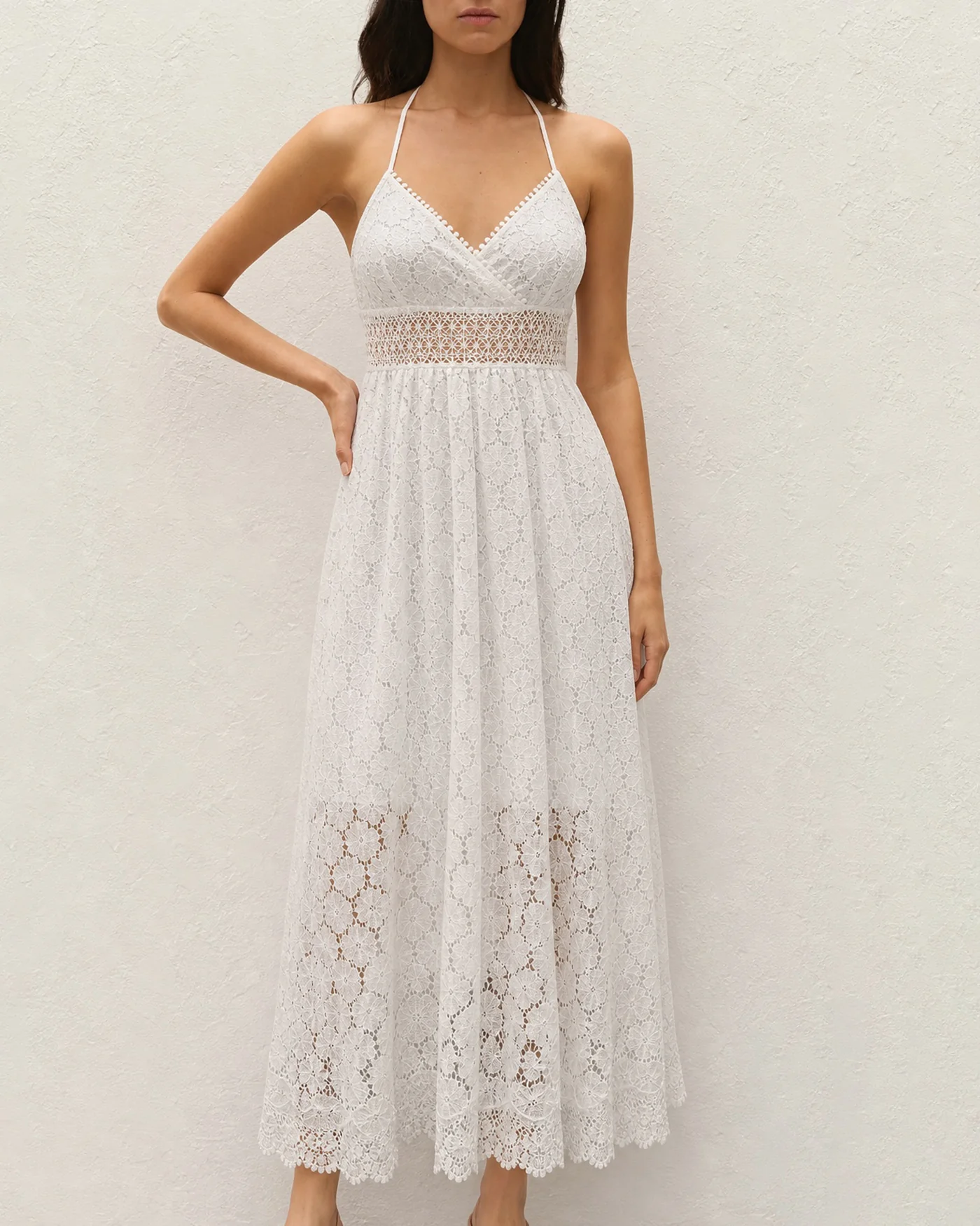 White Textured Cut Out Slip Maxi Dress - Image 3