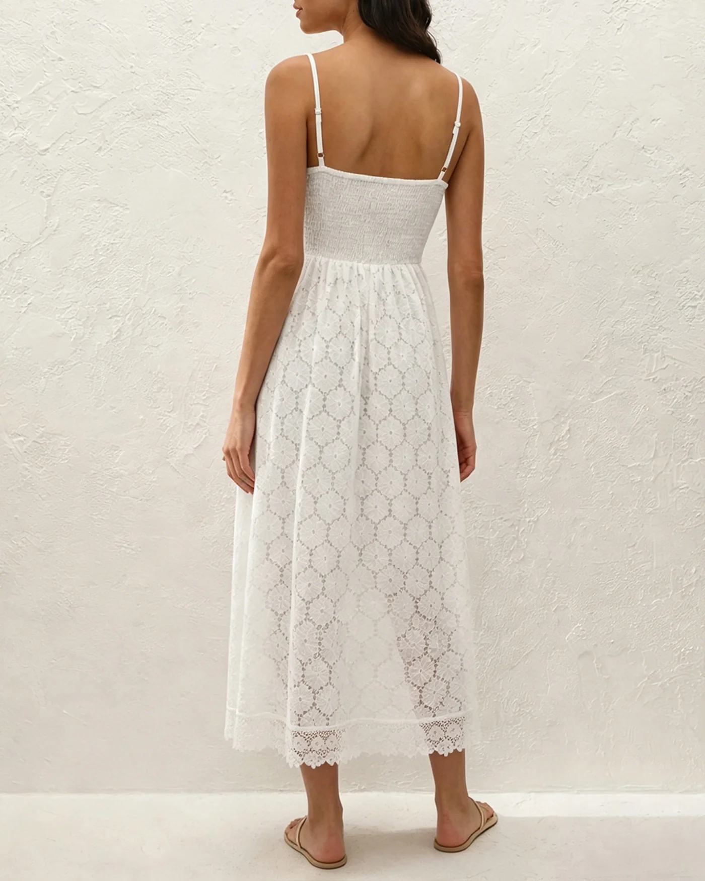 White Textured Cut Out Slip Maxi Dress - Image 5