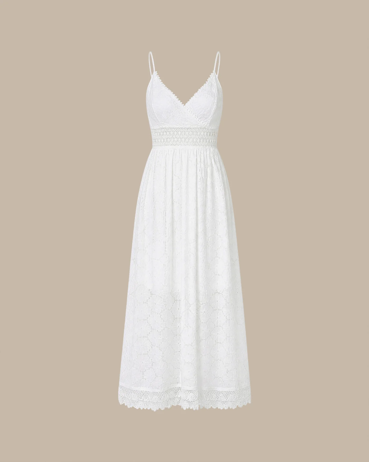 White Textured Cut Out Slip Maxi Dress - Image 6