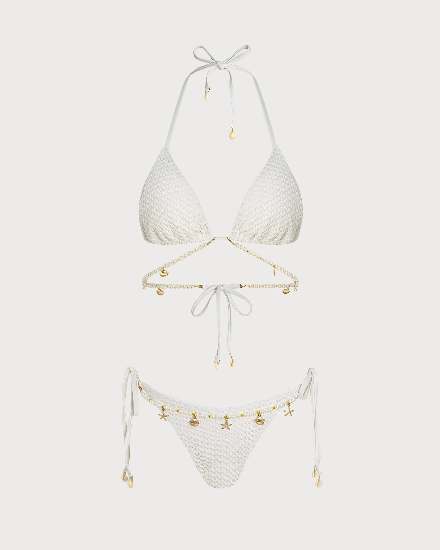 White Tie Strap Triangle Bikini Set - Image 4