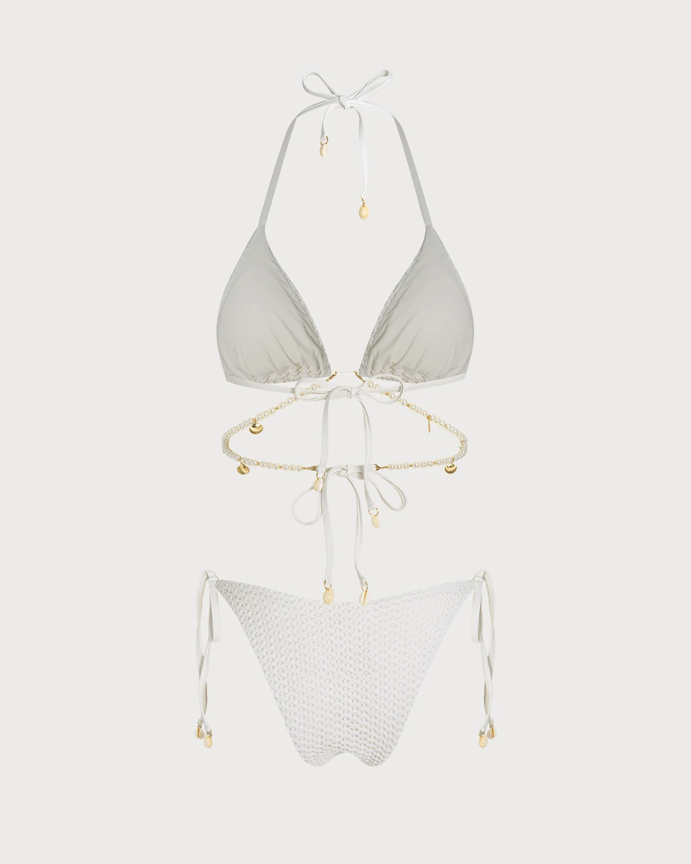 White Tie Strap Triangle Bikini Set - Image 5