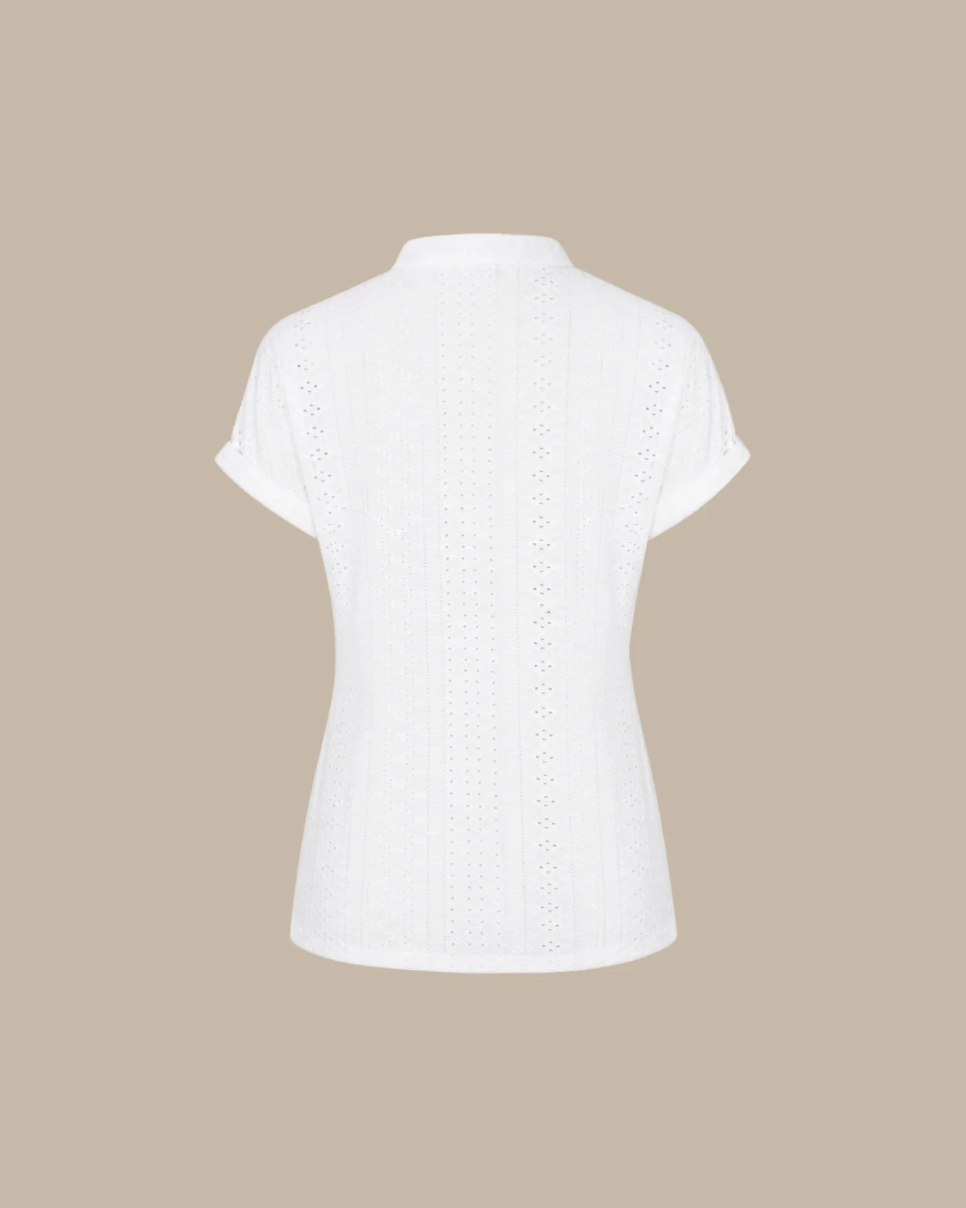 White V Neck Textured Cut Out Tee - Image 7