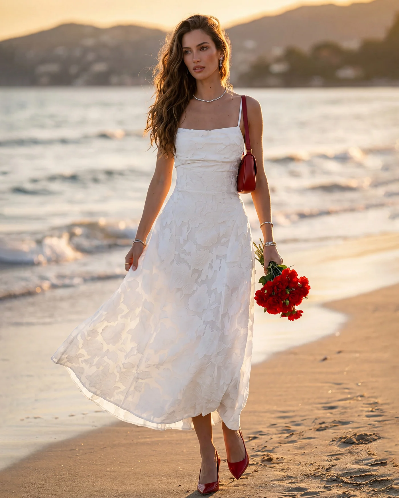 White X Cross Jacquard Slip Maxi Dress - Image 4
