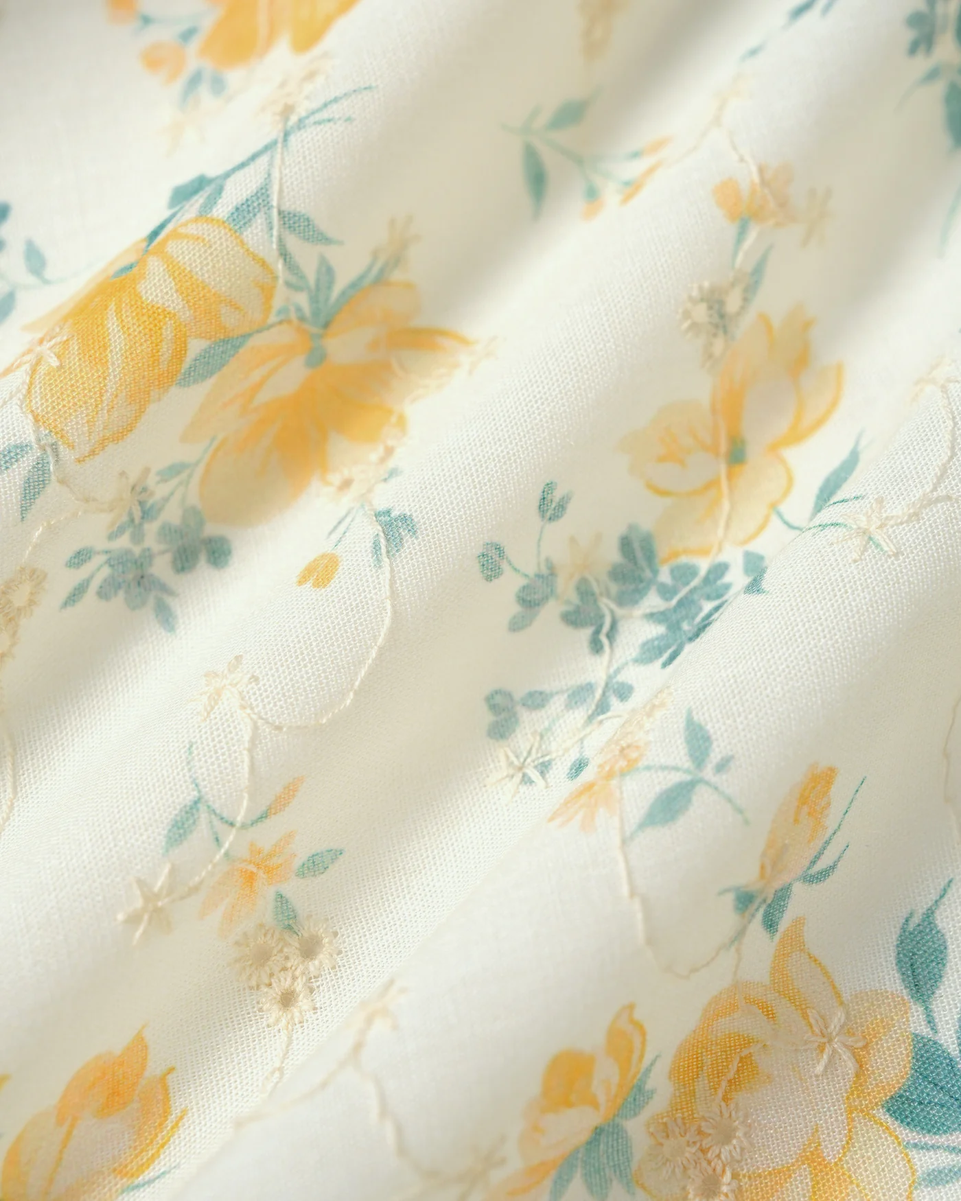 Yellow Collar Puffed Sleeve Floral Blouse - Image 9