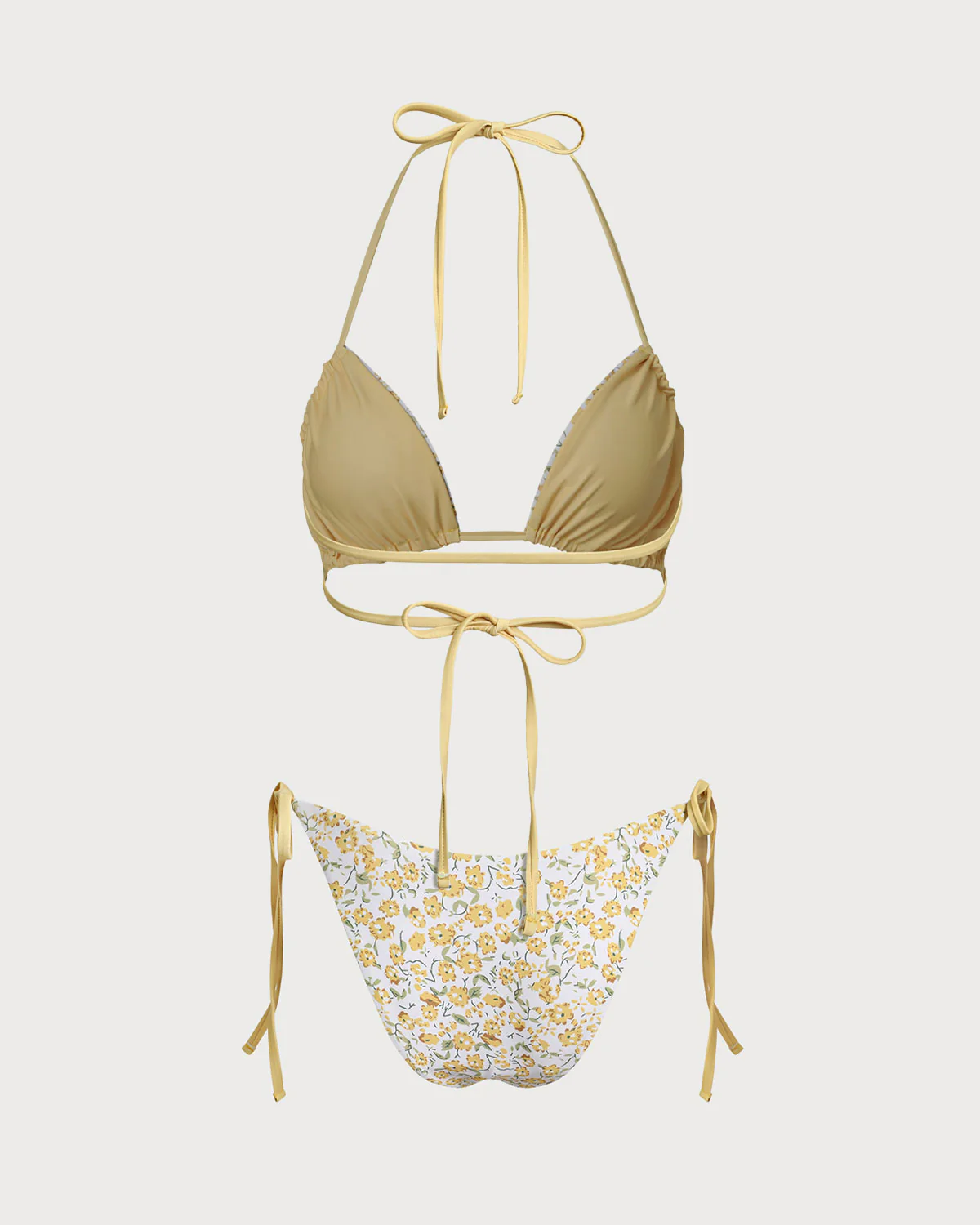 Yellow Floral Triangle Bikini Set - Image 3