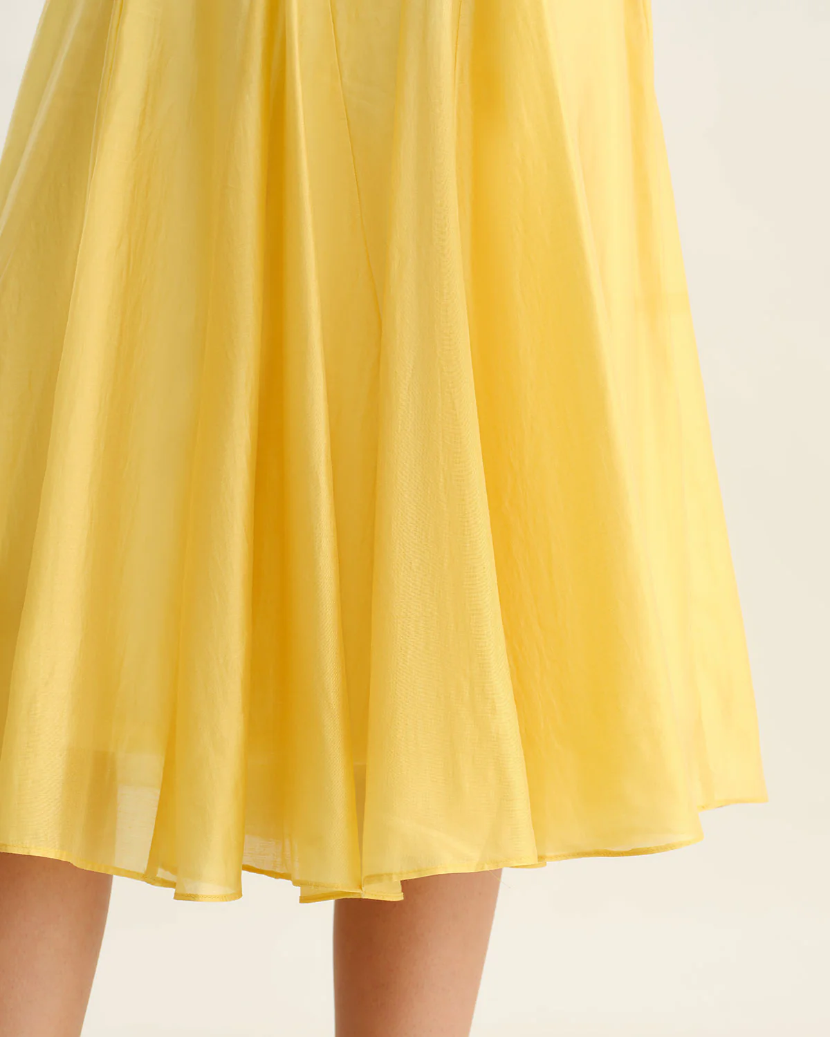 Yellow Square Neck Pleated Slip Midi Dress - Image 2