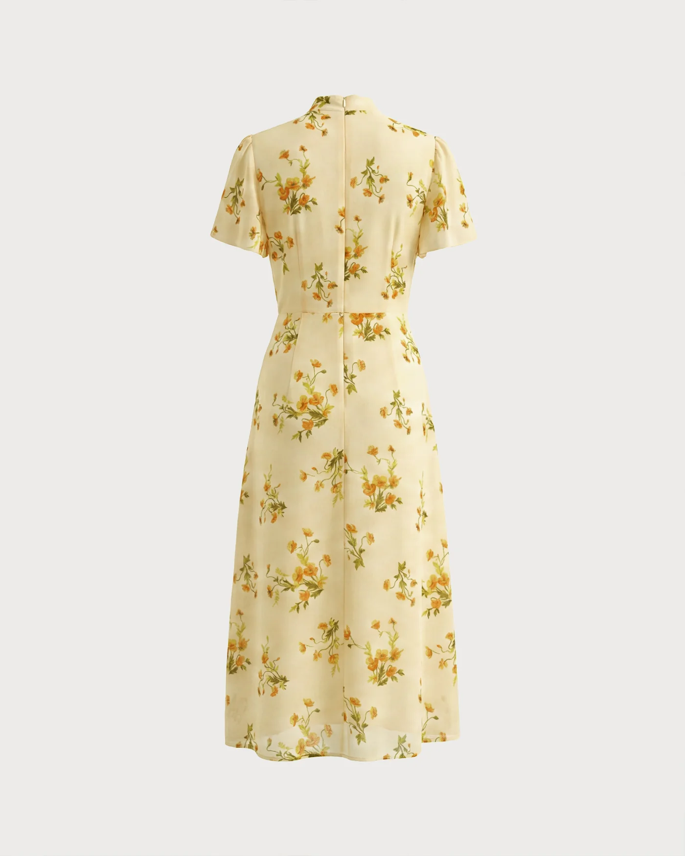 Yellow Turtle Butterfly Sleeve Floral Midi Dress - Image 10