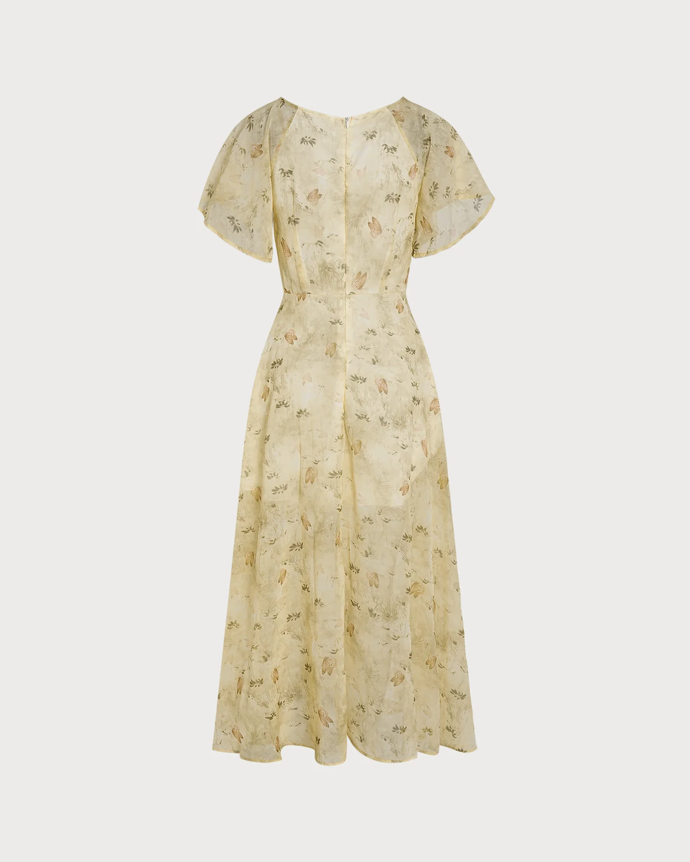 Yellow V Neck Ruched Floral Maxi Dress - Image 5
